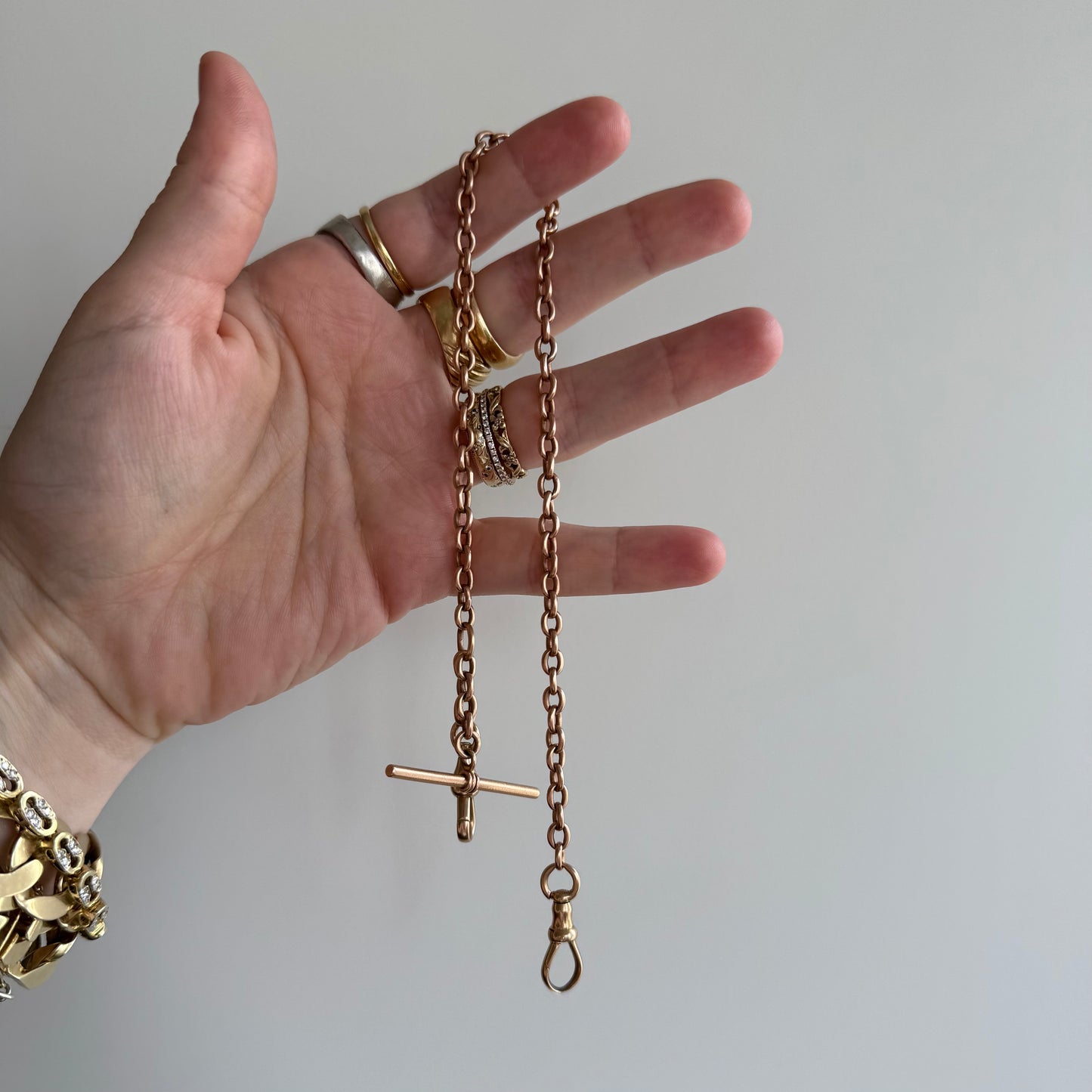 A N T I Q U E // rosy possibilities / 14k rose gold cable link watch chain / 12.25", 20g