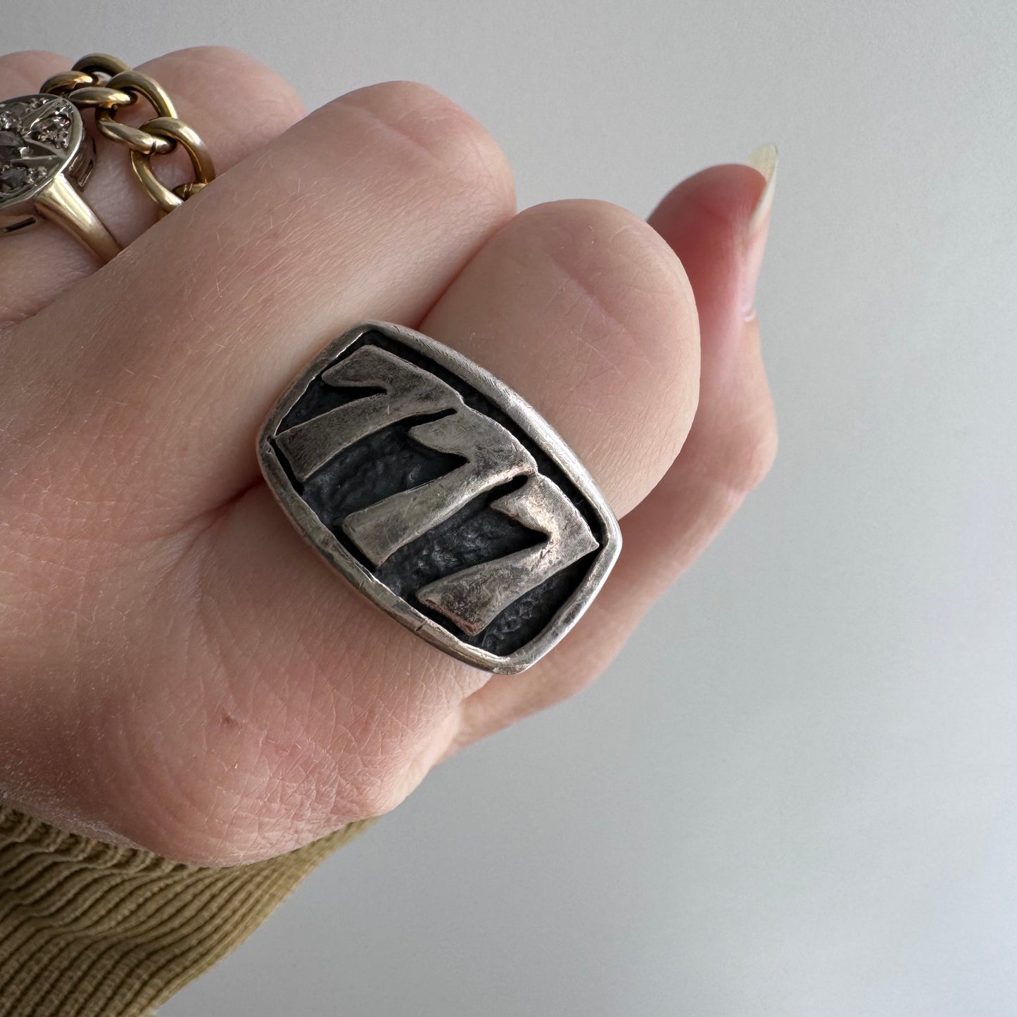 E S T A T E // 777 / sterling silver lucky 777 signet ring / size 6.5-ish