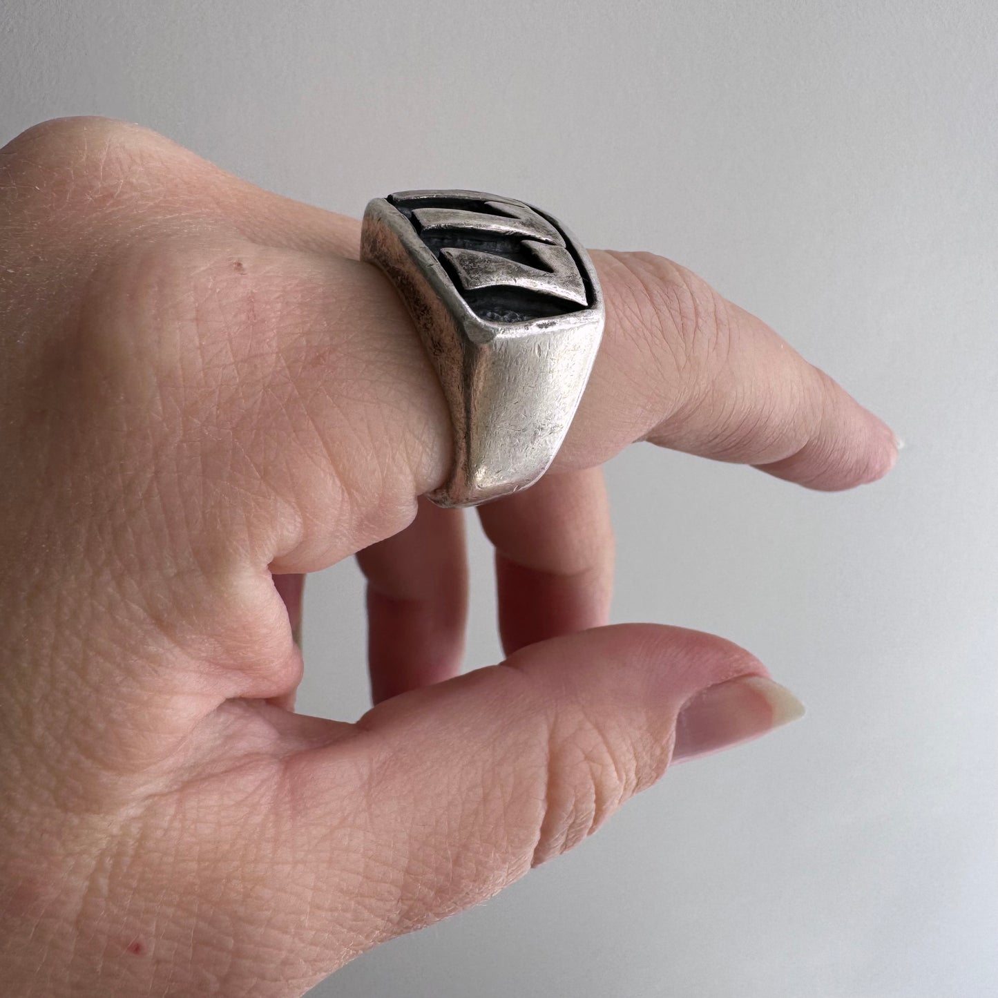 E S T A T E // 777 / sterling silver lucky 777 signet ring / size 6.5-ish