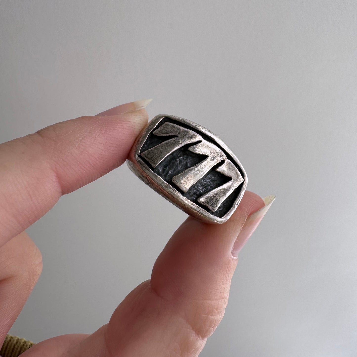 E S T A T E // 777 / sterling silver lucky 777 signet ring / size 6.5-ish
