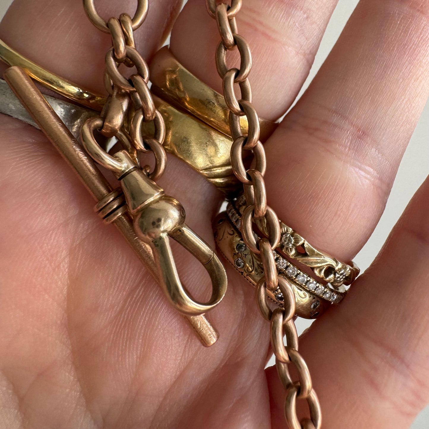 A N T I Q U E // rosy possibilities / 14k rose gold cable link watch chain / 12.25", 20g