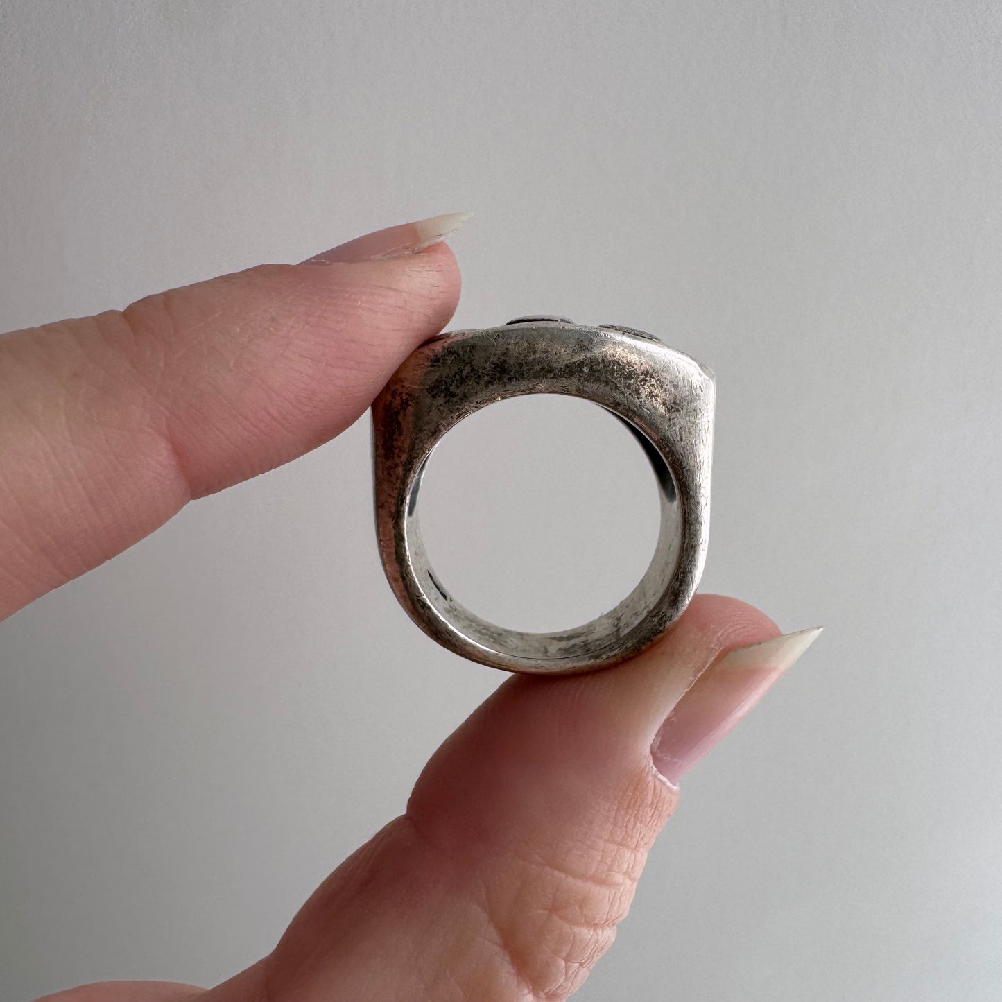 E S T A T E // 777 / sterling silver lucky 777 signet ring / size 6.5-ish