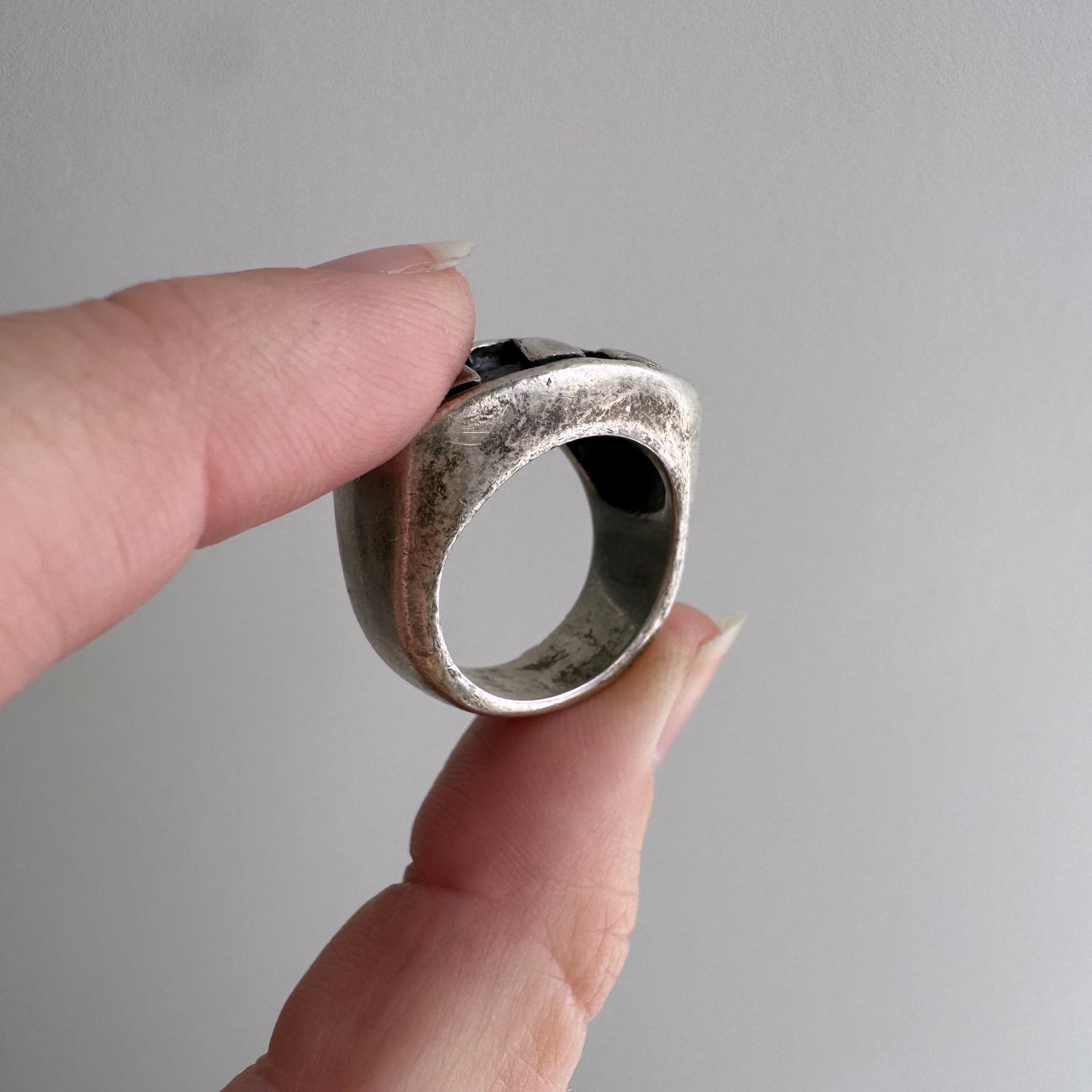 E S T A T E // 777 / sterling silver lucky 777 signet ring / size 6.5-ish