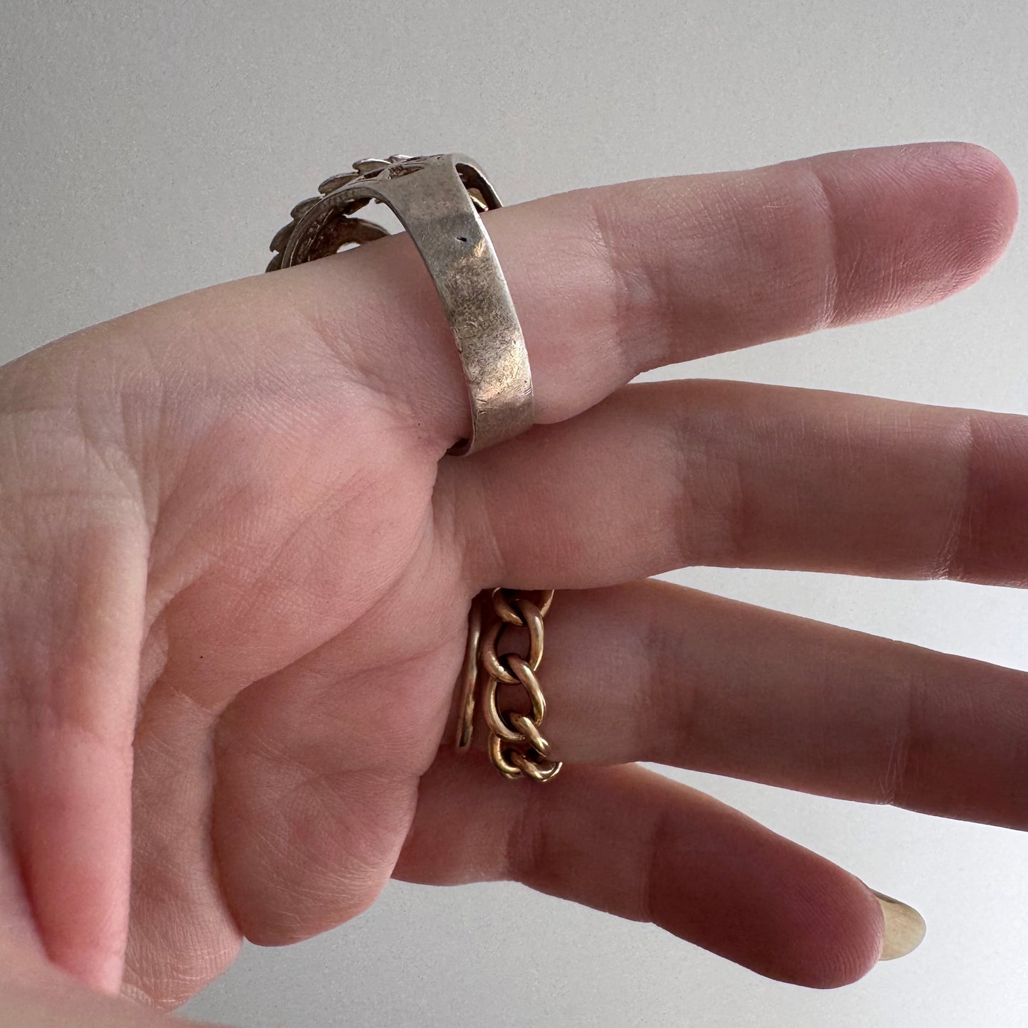 E S T A T E // $$$ / sterling silver dollar sign signet ring / size 11+