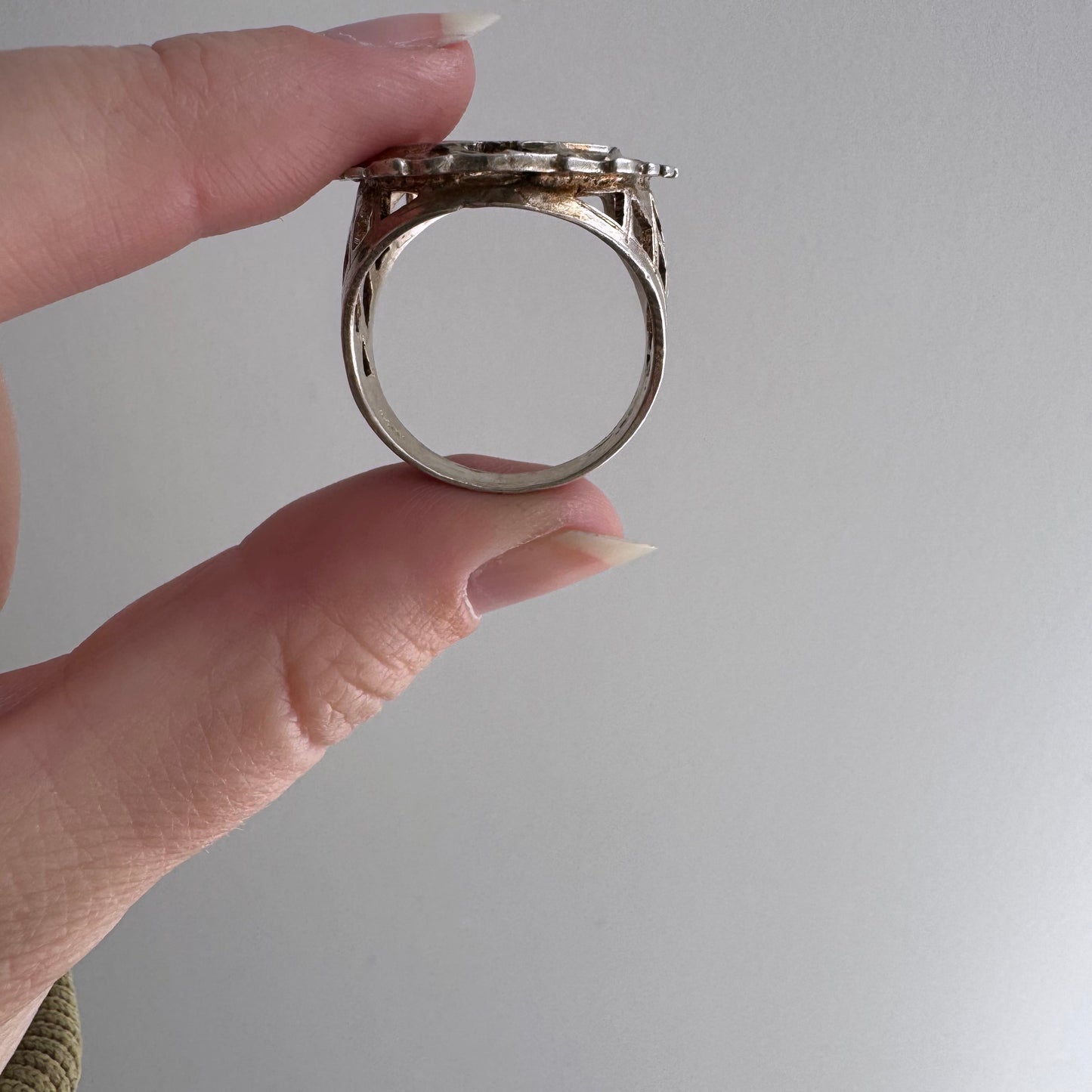 E S T A T E // $$$ / sterling silver dollar sign signet ring / size 11+