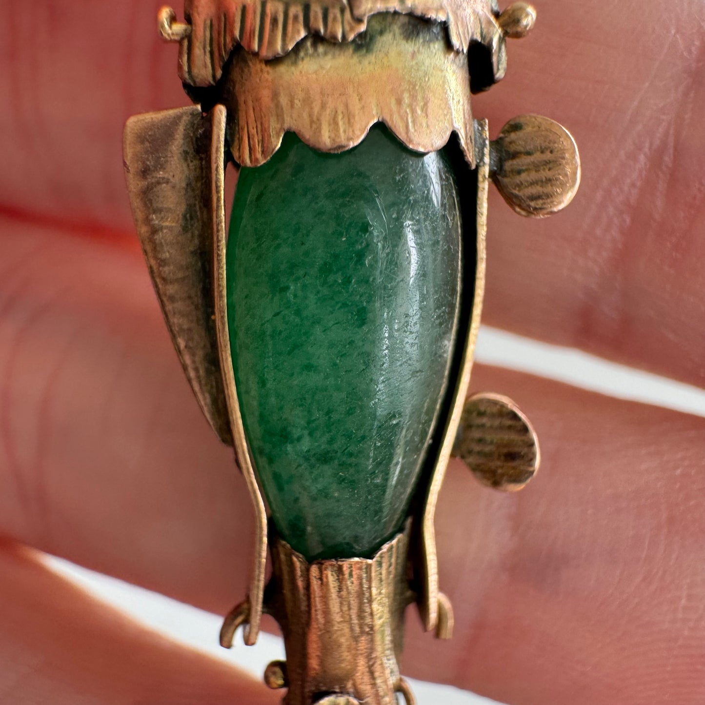 A N T I Q U E // lucky fish / 14k and aventurine antique articulated fish / a pendant