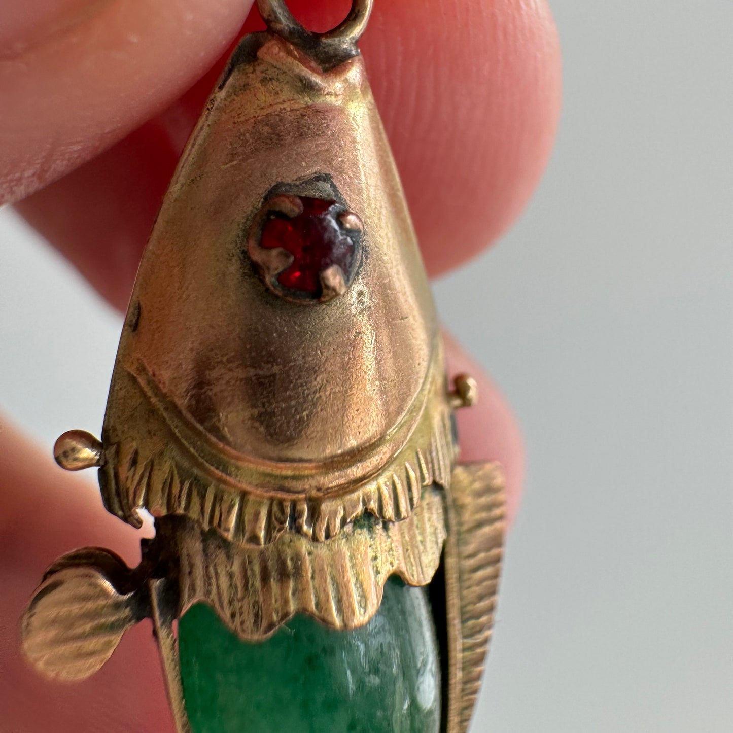 A N T I Q U E // lucky fish / 14k and aventurine antique articulated fish / a pendant