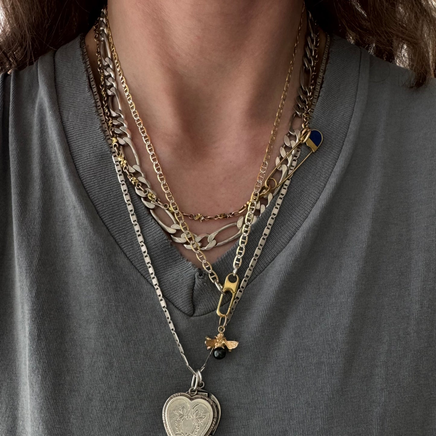 A N T I Q U E // nuggets of truth and wisdom / 10k and 19k high karat gold rush nugget link watch chain necklace / 17", 10.8g