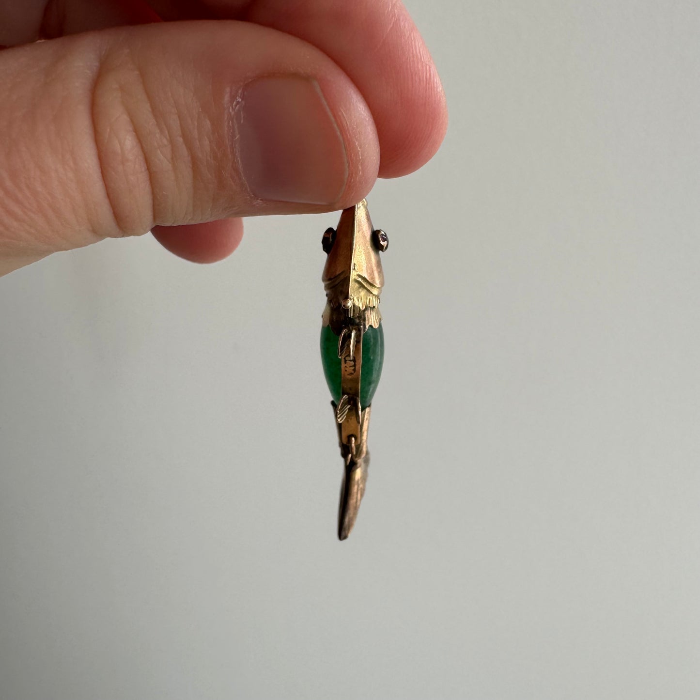 A N T I Q U E // lucky fish / 14k and aventurine antique articulated fish / a pendant