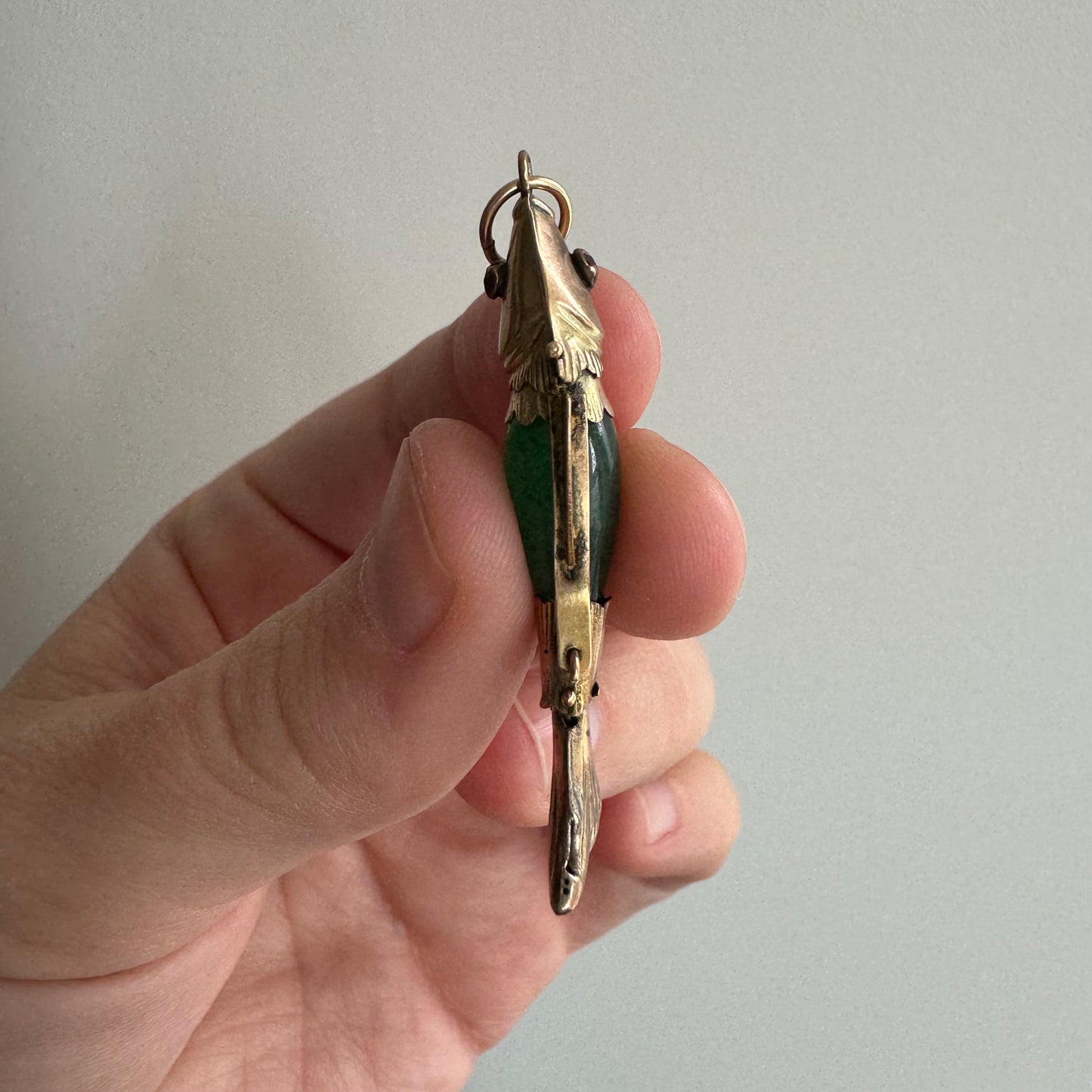 A N T I Q U E // lucky fish / 14k and aventurine antique articulated fish / a pendant