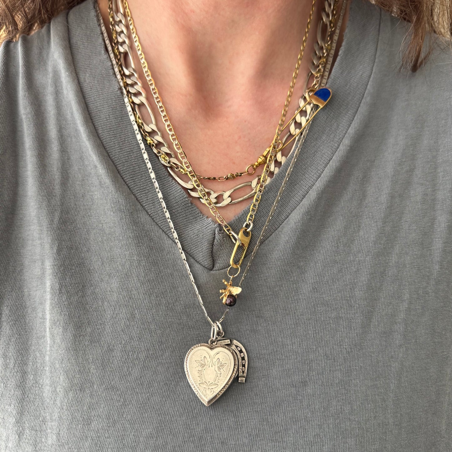 V I N T A G E // starburst layer / sterling silver flat mariner anchor chain with starburst details / 23.5", 5.9g