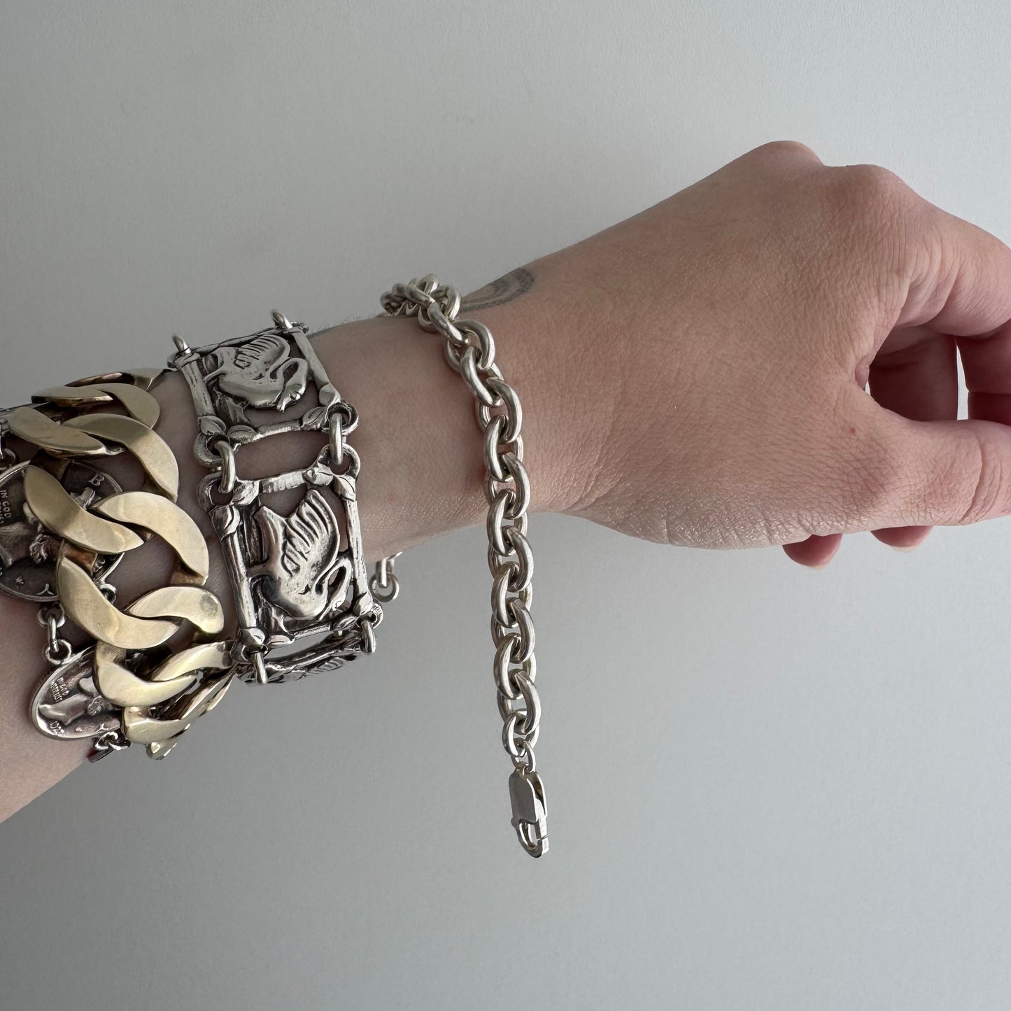 V I N T A G E // classic cable / sterling silver cable chain link bracelet / 6.75", 22.1g