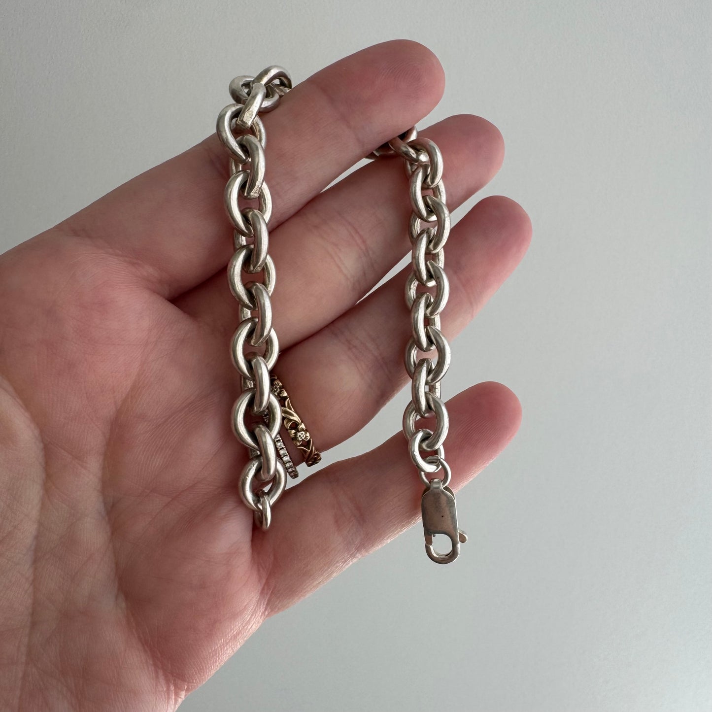 V I N T A G E // classic cable / sterling silver cable chain link bracelet / 6.75", 22.1g