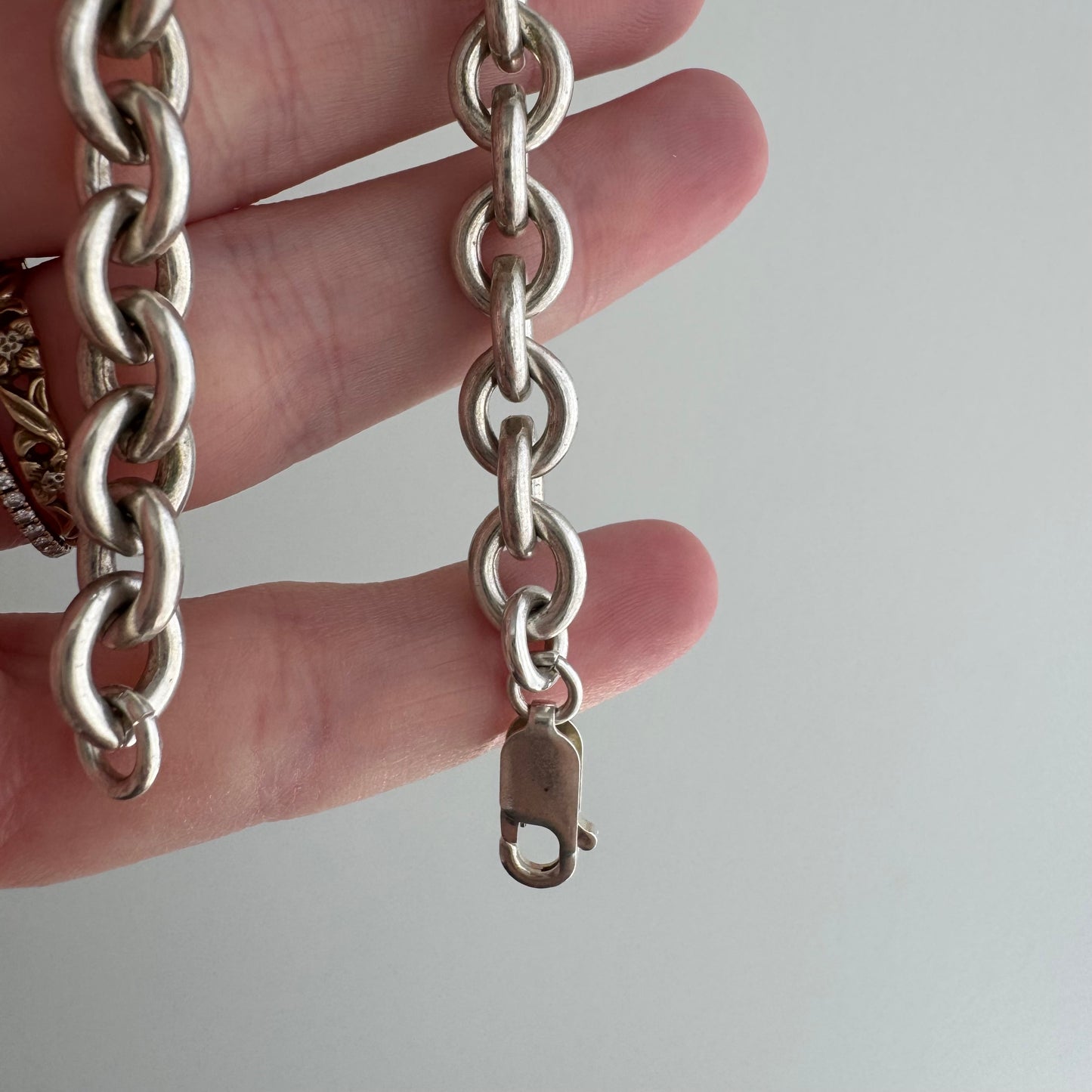 V I N T A G E // classic cable / sterling silver cable chain link bracelet / 6.75", 22.1g