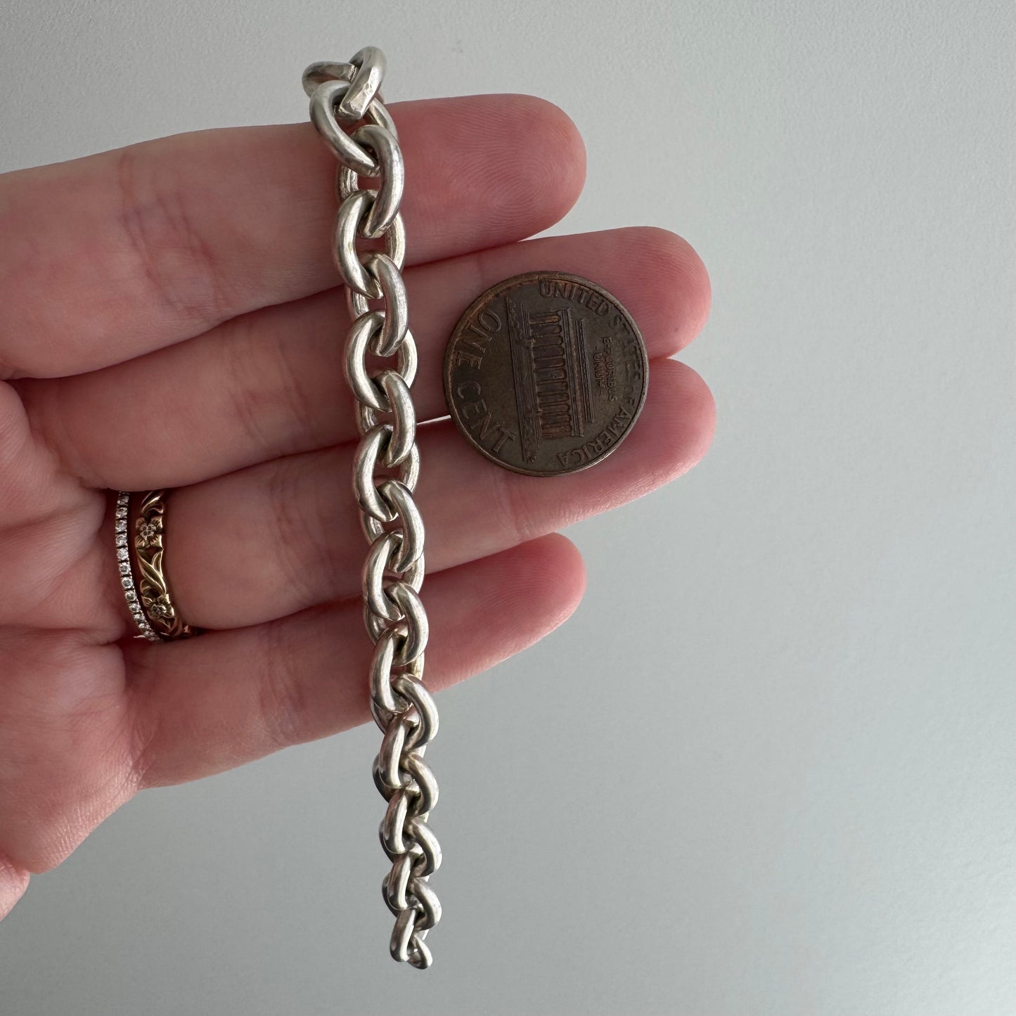 V I N T A G E // classic cable / sterling silver cable chain link bracelet / 6.75", 22.1g