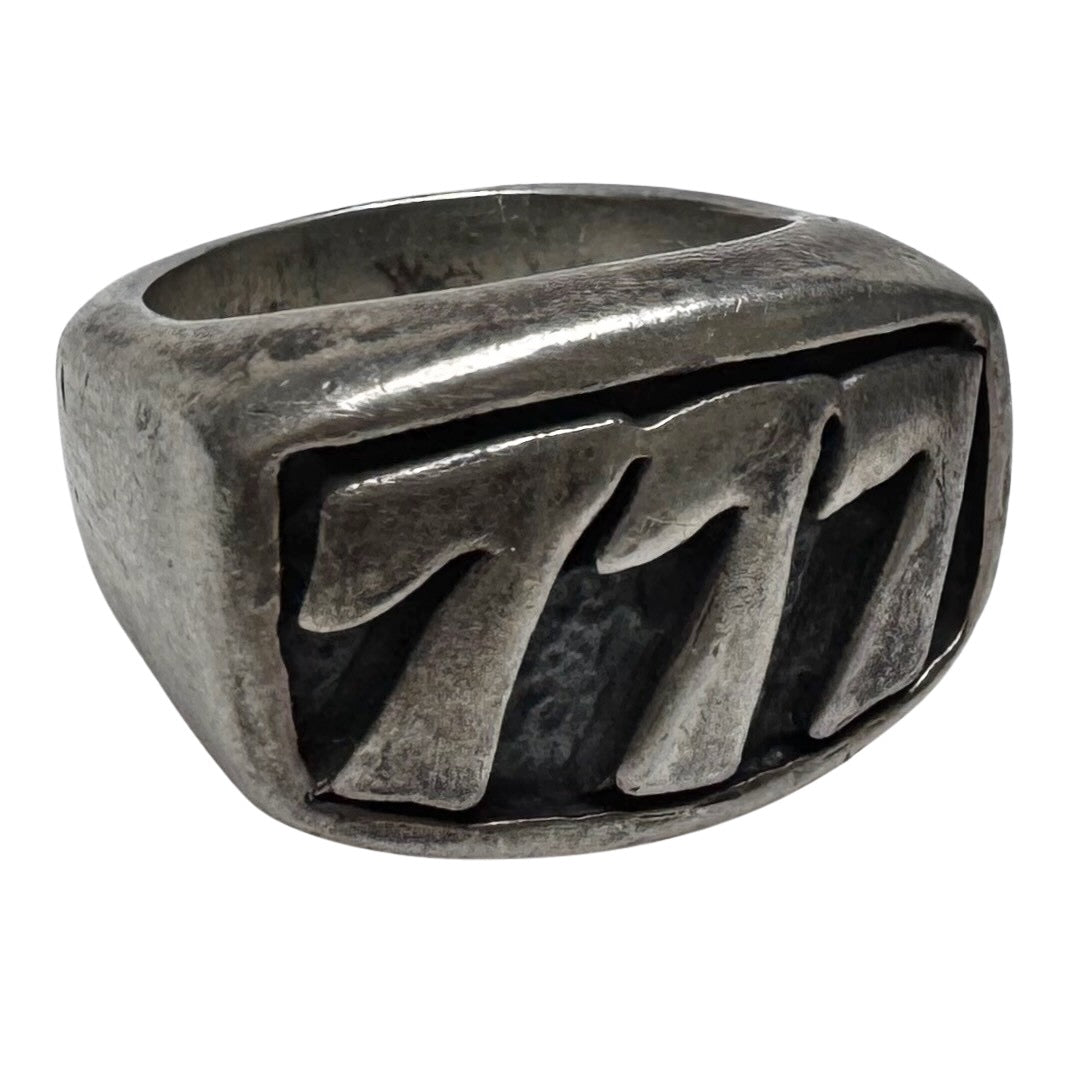 E S T A T E // 777 / sterling silver lucky 777 signet ring / size 6.5-ish