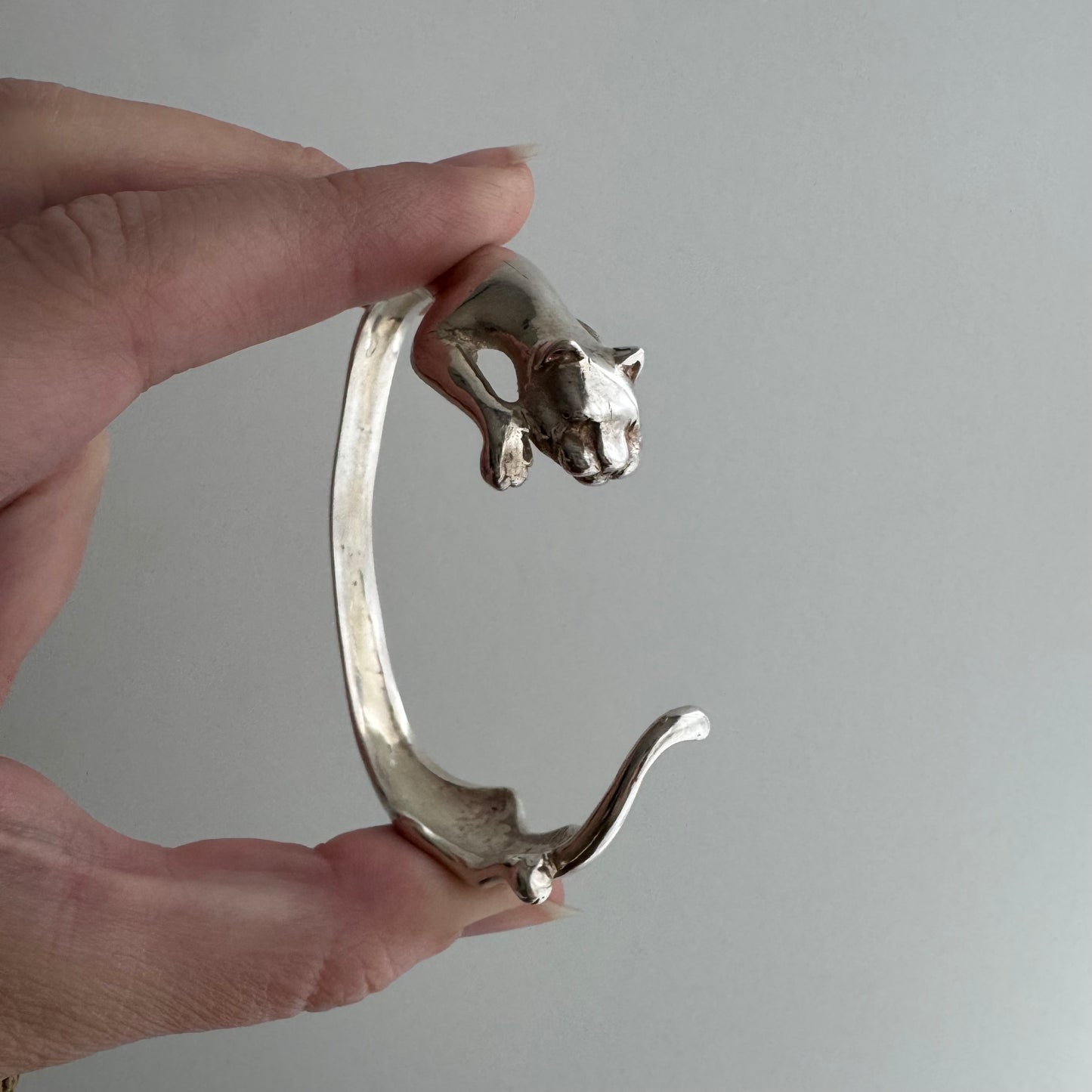 E S T A T E // humble strength / sterling silver big cat wrap cuff bracelet / 6+ inches