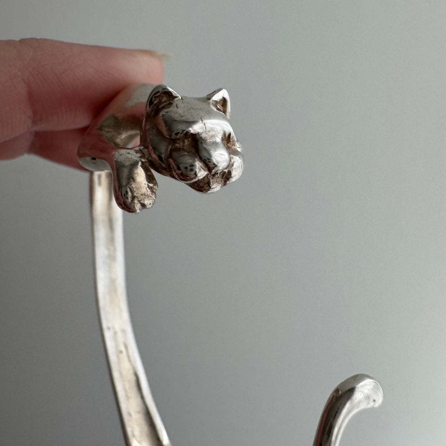 E S T A T E // humble strength / sterling silver big cat wrap cuff bracelet / 6+ inches