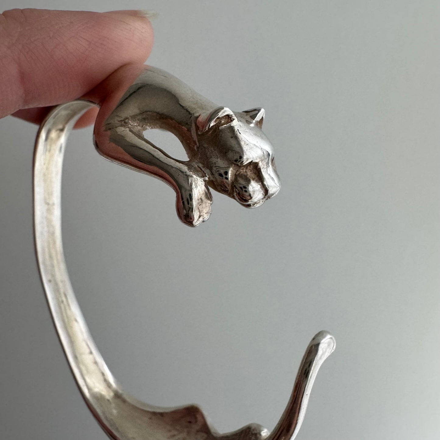 E S T A T E // humble strength / sterling silver big cat wrap cuff bracelet / 6+ inches