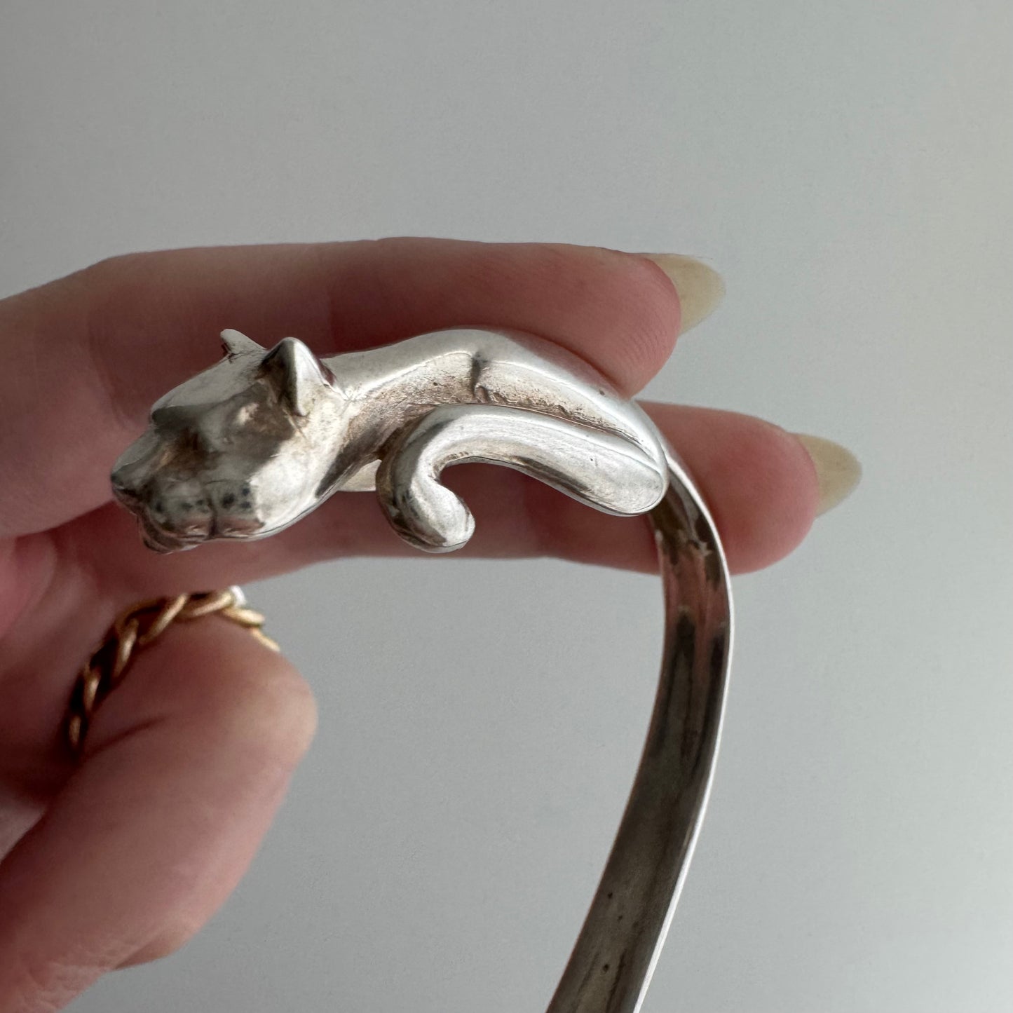 E S T A T E // humble strength / sterling silver big cat wrap cuff bracelet / 6+ inches