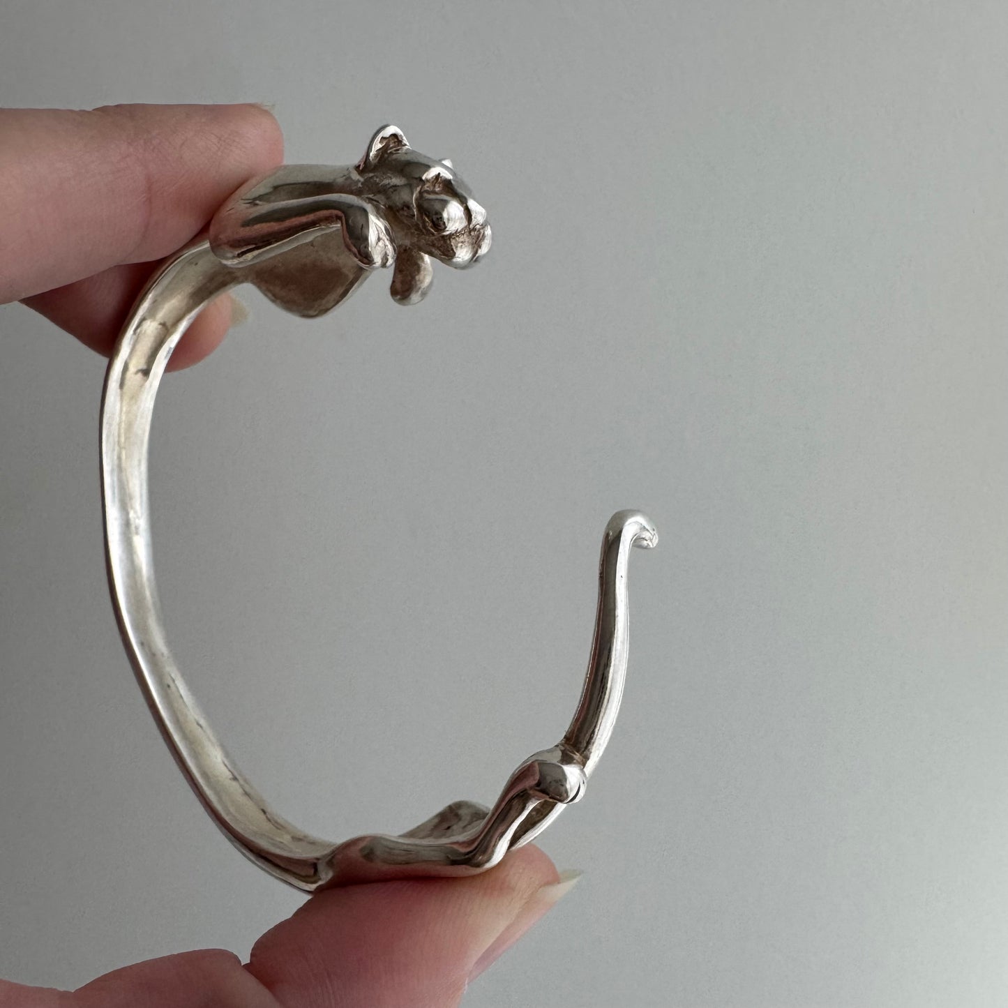 E S T A T E // humble strength / sterling silver big cat wrap cuff bracelet / 6+ inches