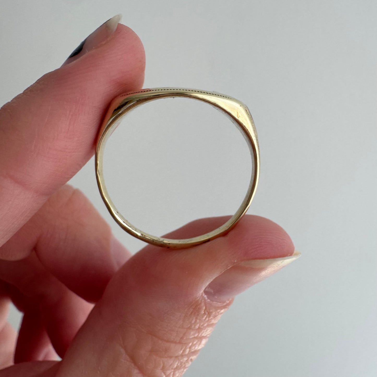 reimagined V I N T A G E // treasure seeker / 10k yellow and white gold signet with new crow engraving and diamond / size 8.75