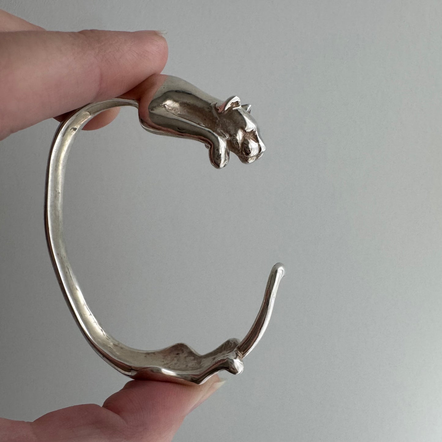 E S T A T E // humble strength / sterling silver big cat wrap cuff bracelet / 6+ inches