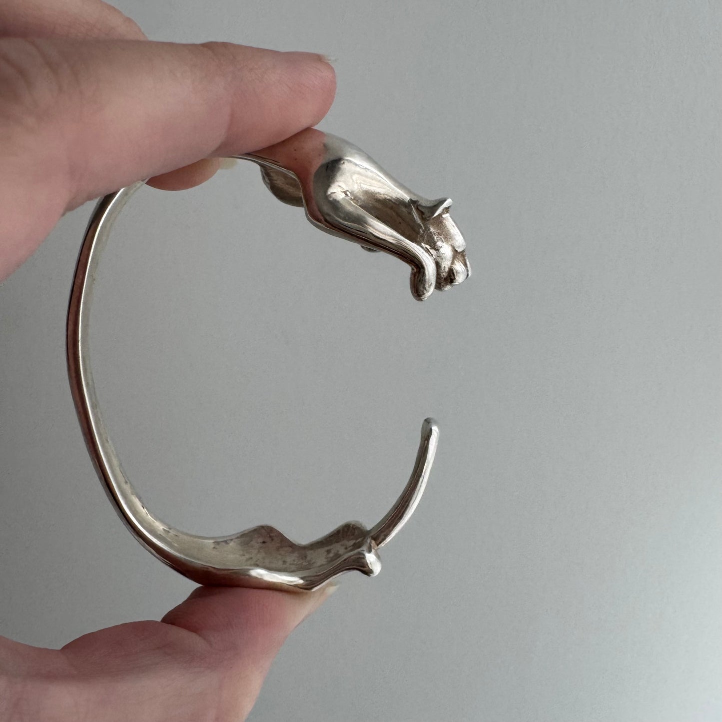 E S T A T E // humble strength / sterling silver big cat wrap cuff bracelet / 6+ inches