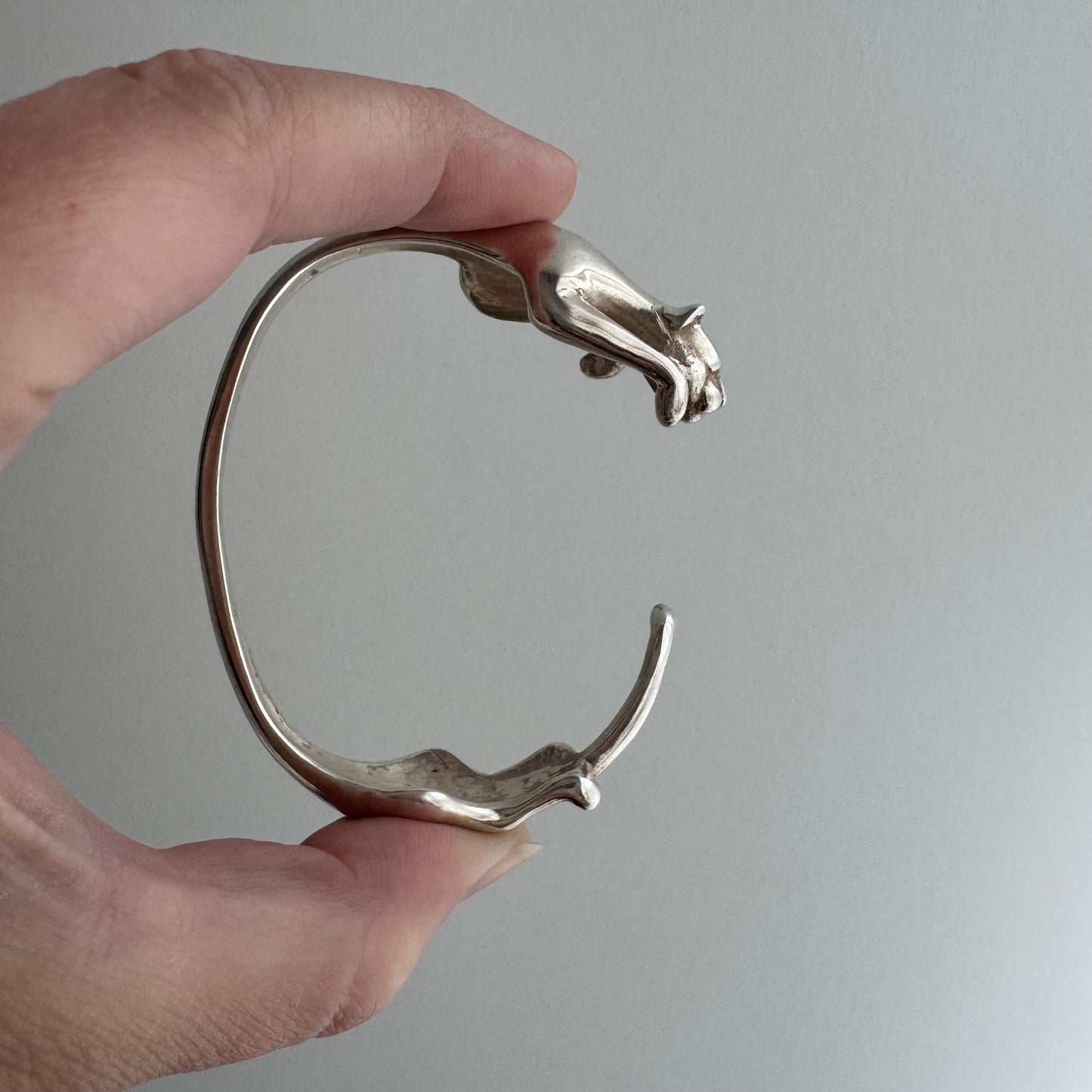 E S T A T E // humble strength / sterling silver big cat wrap cuff bracelet / 6+ inches