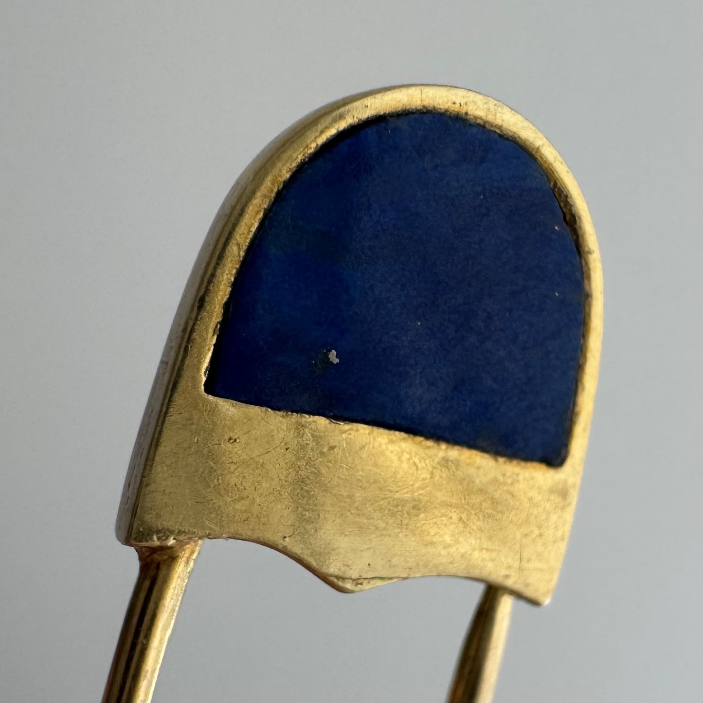 V I N T A G E // holding it together / 14k yellow gold and lapis safety pin / pendant, connector, earring