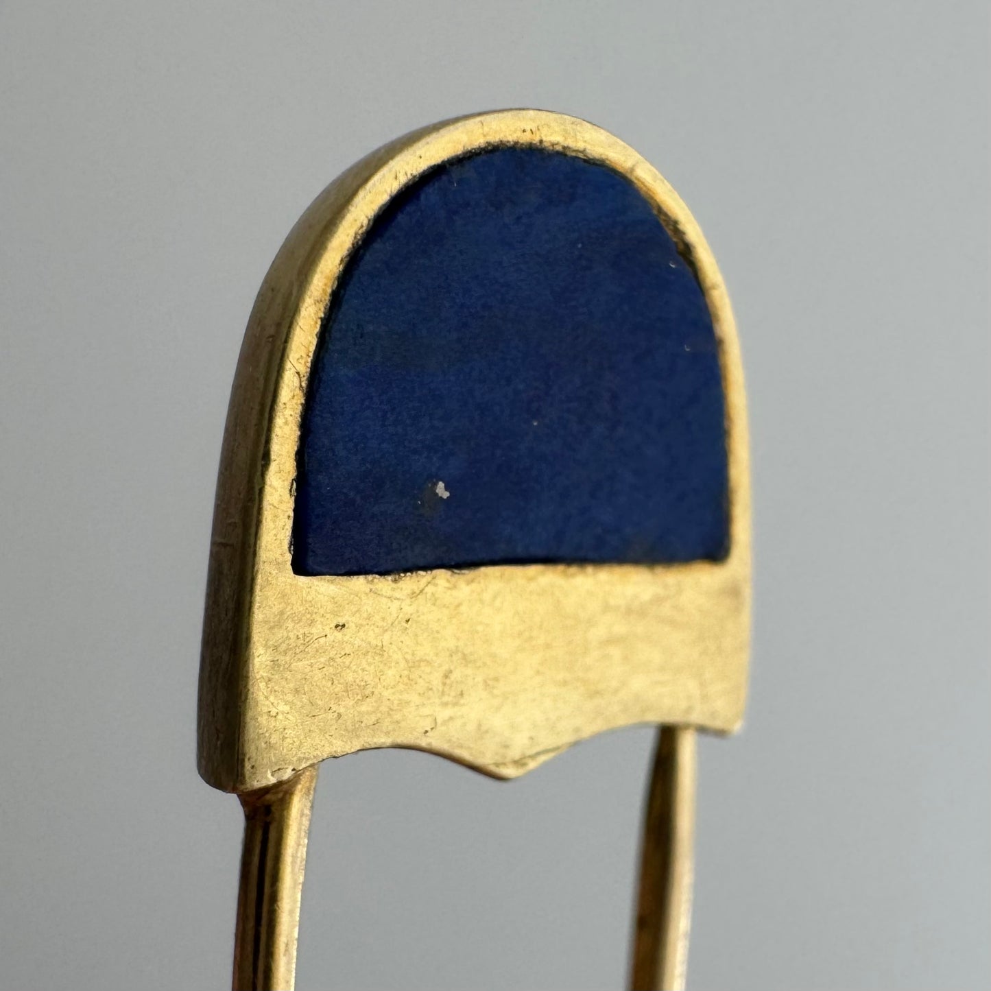 V I N T A G E // holding it together / 14k yellow gold and lapis safety pin / pendant, connector, earring