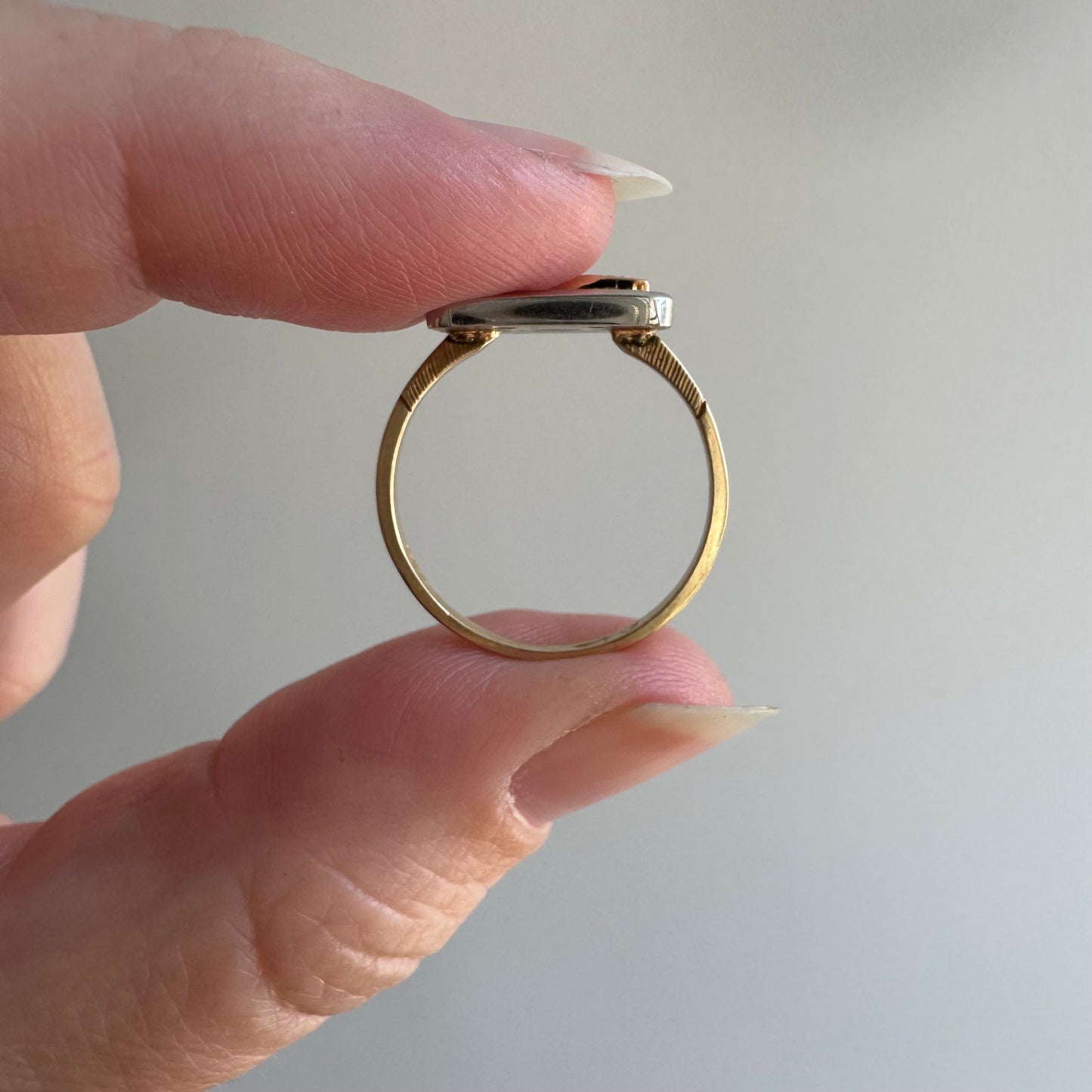 reimagined V I N T A G E // Lucky achievements / 10k and diamond Lucky supermaket pin conversion ring / size 5.75