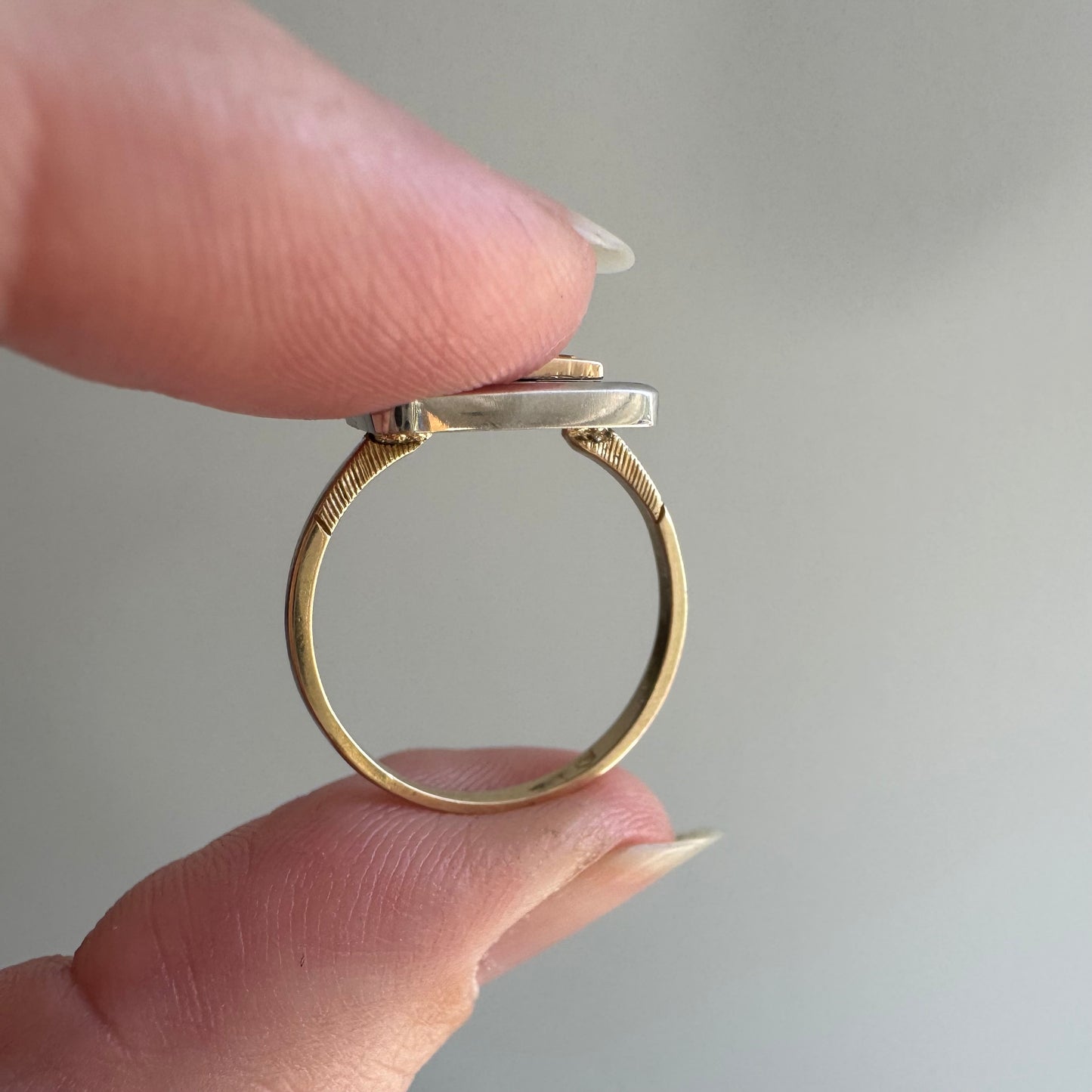 reimagined V I N T A G E // Lucky achievements / 10k and diamond Lucky supermaket pin conversion ring / size 5.75