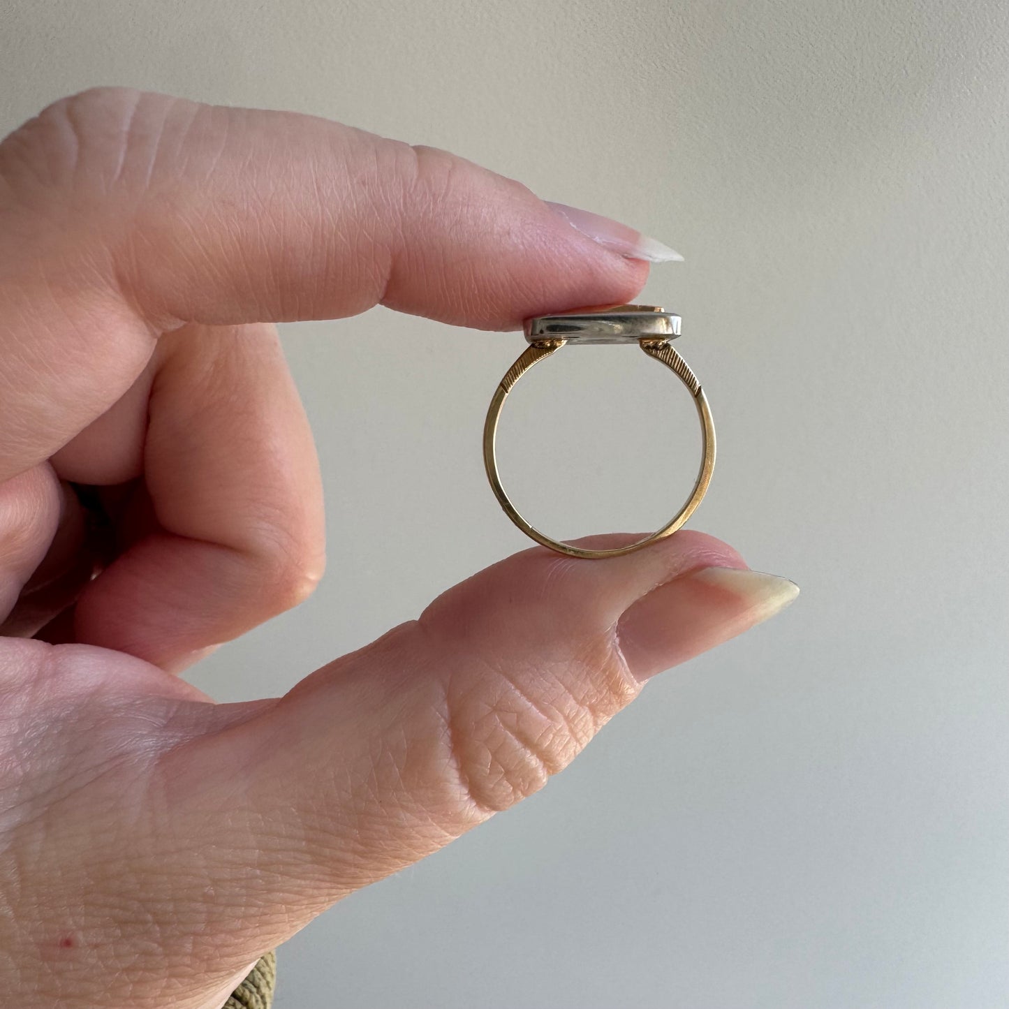 reimagined V I N T A G E // Lucky achievements / 10k and diamond Lucky supermaket pin conversion ring / size 5.75