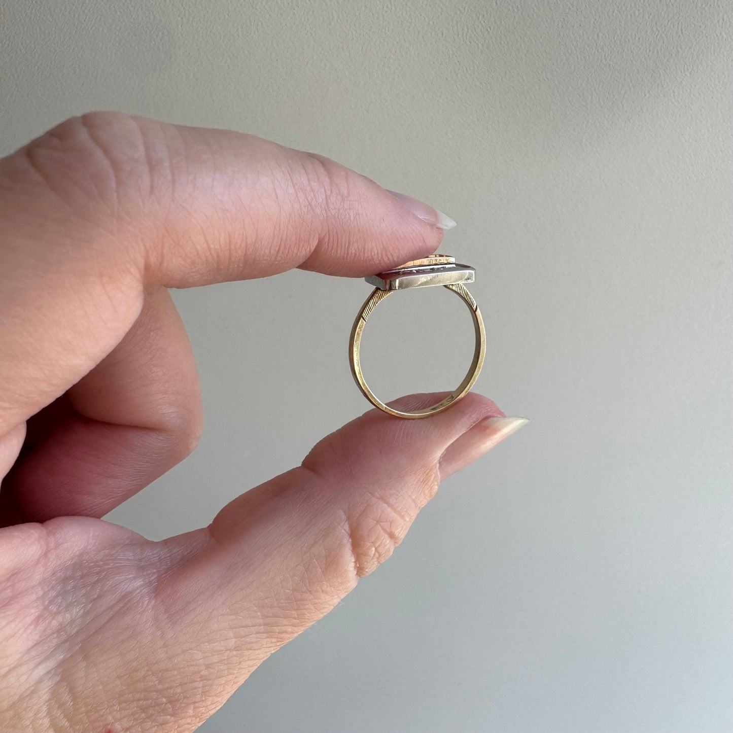 reimagined V I N T A G E // Lucky achievements / 10k and diamond Lucky supermaket pin conversion ring / size 5.75