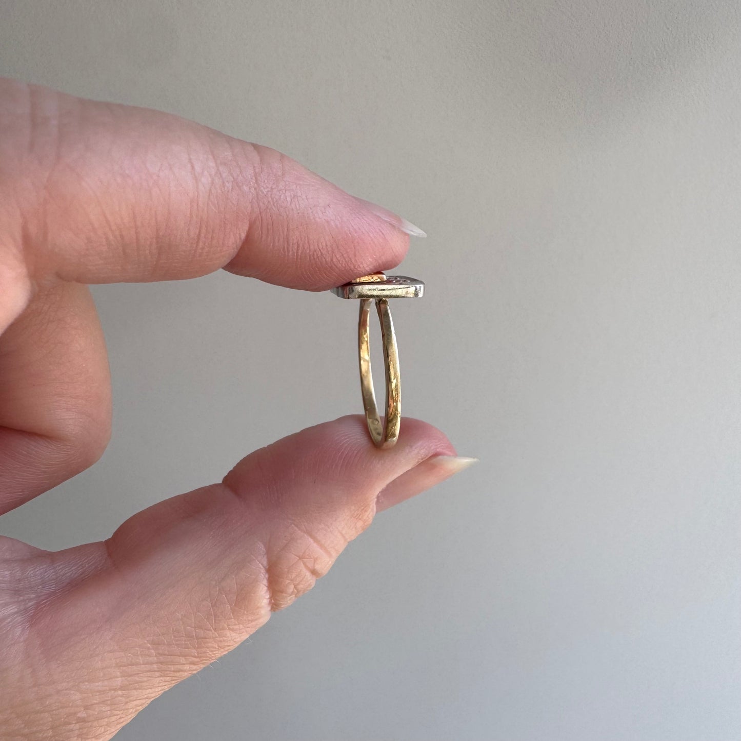 reimagined V I N T A G E // Lucky achievements / 10k and diamond Lucky supermaket pin conversion ring / size 5.75