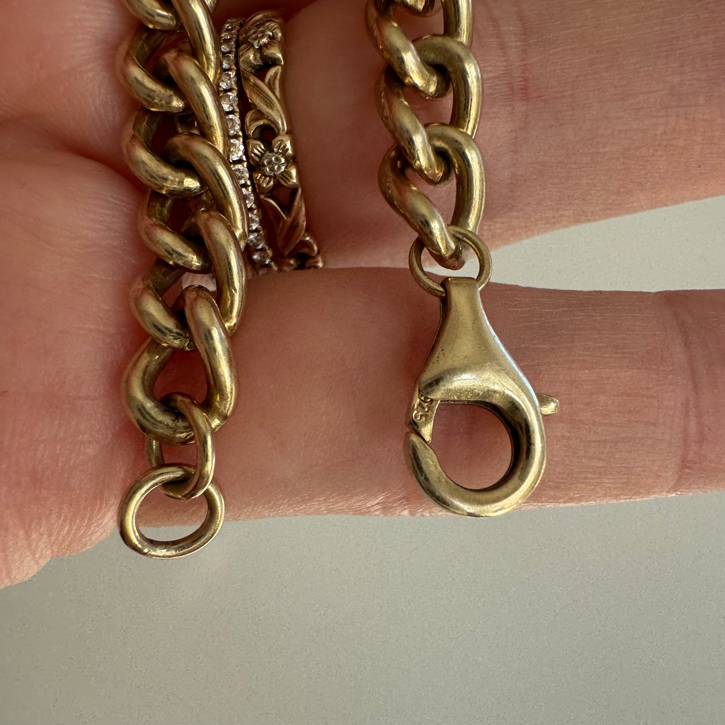 P R E - L O V E D // linked up LOVE / sterling silver and gold vermeil curb link LOVE bracelet / 7", 15g