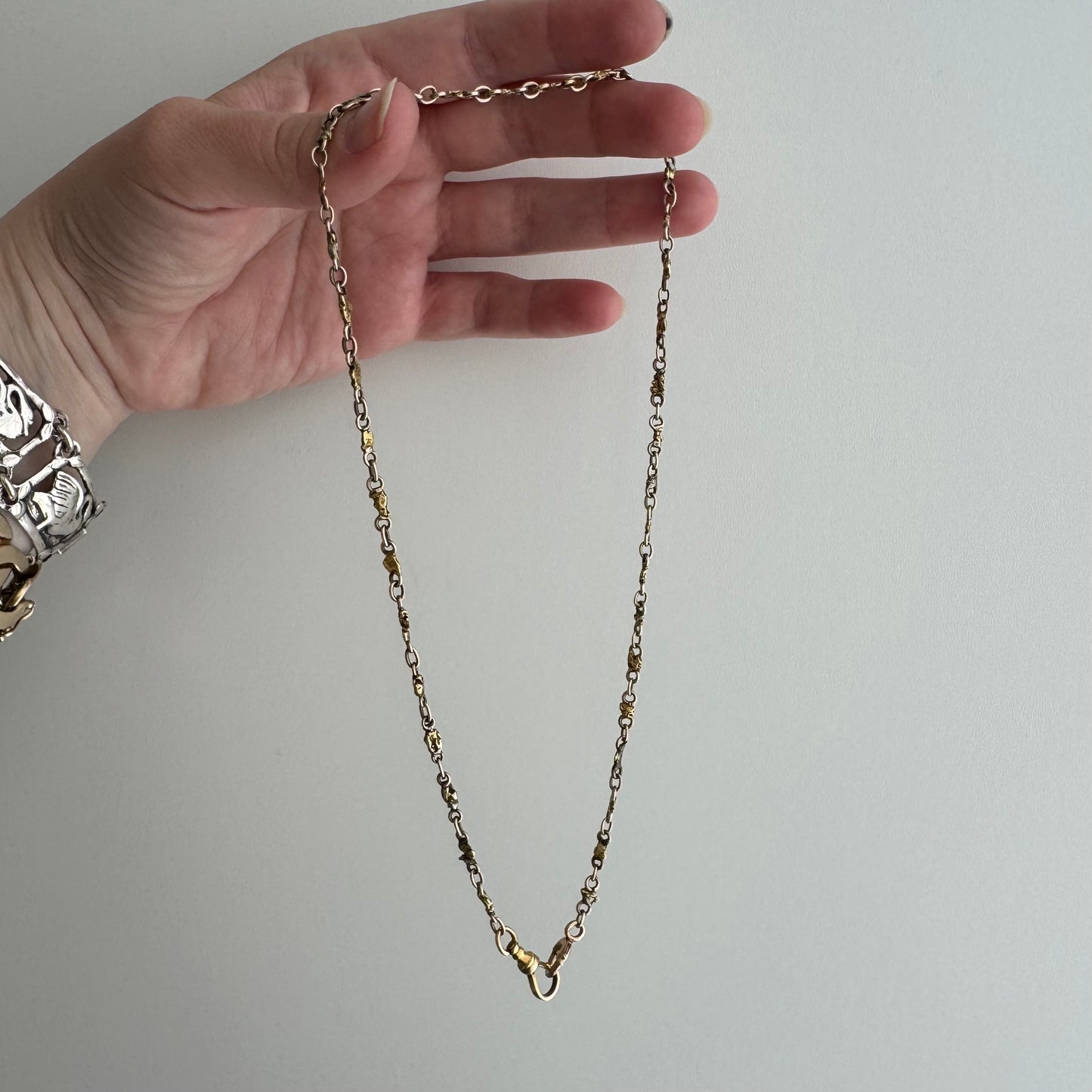 A N T I Q U E // nuggets of truth and wisdom / 10k and 19k high karat gold rush nugget link watch chain necklace / 17", 10.8g