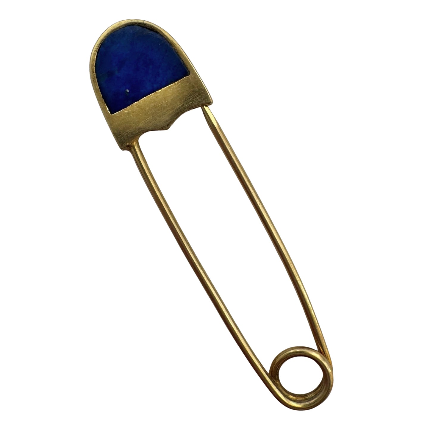 V I N T A G E // holding it together / 14k yellow gold and lapis safety pin / pendant, connector, earring