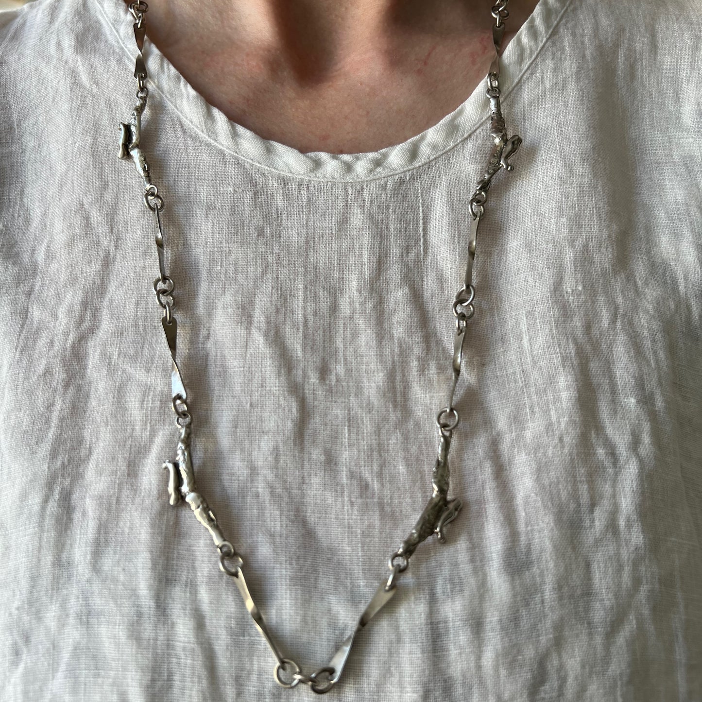 V I N T A G E // brutalist length / sterling silver chevron nugget chain / 27”