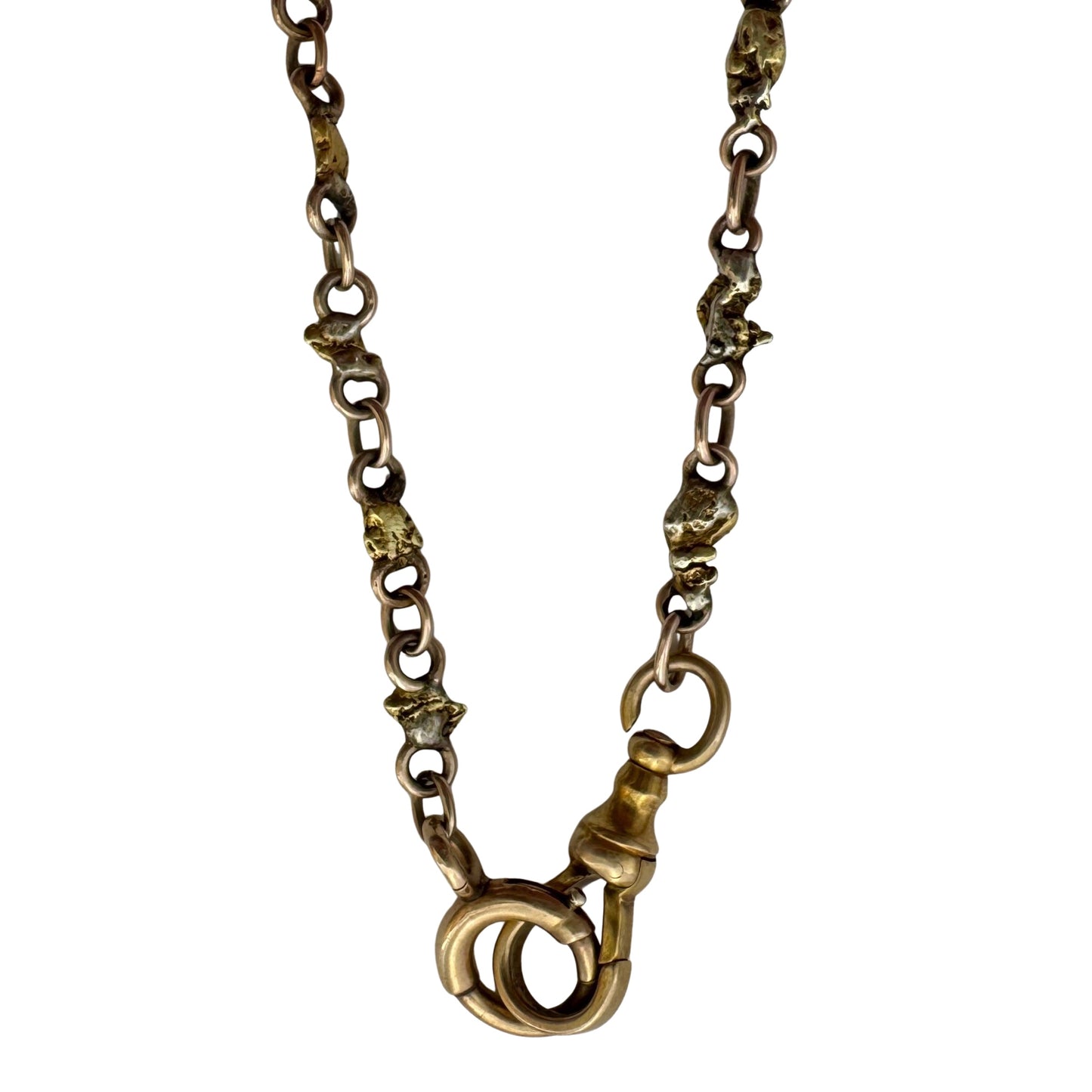 A N T I Q U E // nuggets of truth and wisdom / 10k and 19k high karat gold rush nugget link watch chain necklace / 17", 10.8g