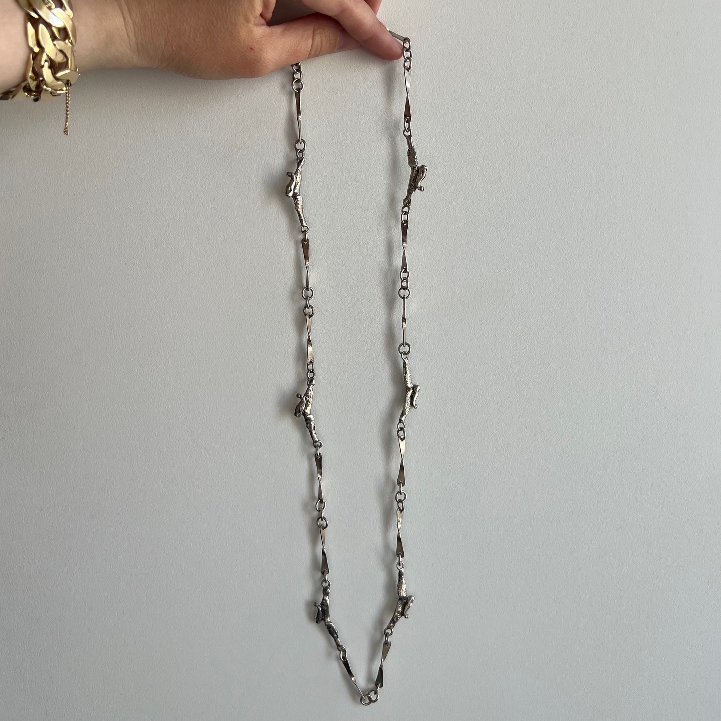 V I N T A G E // brutalist length / sterling silver chevron nugget chain / 27”