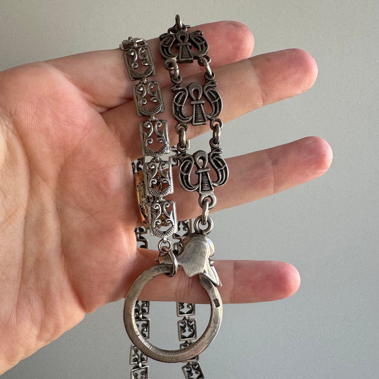 RESERVED V I N T A G E // cross cultural FrankenChain / sterling silver fancy chain / 18.5"