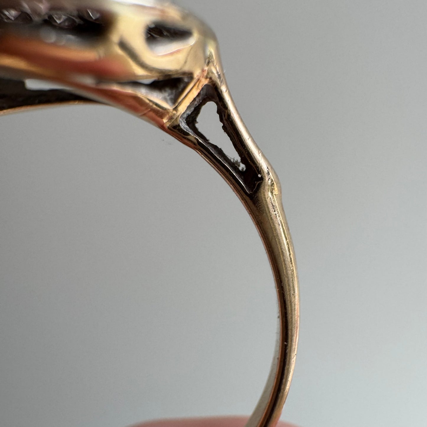 V I N T A G E // moon daisy / 14k yellow and white gold late art deco round concentric circle cluster ring / size 9.25+