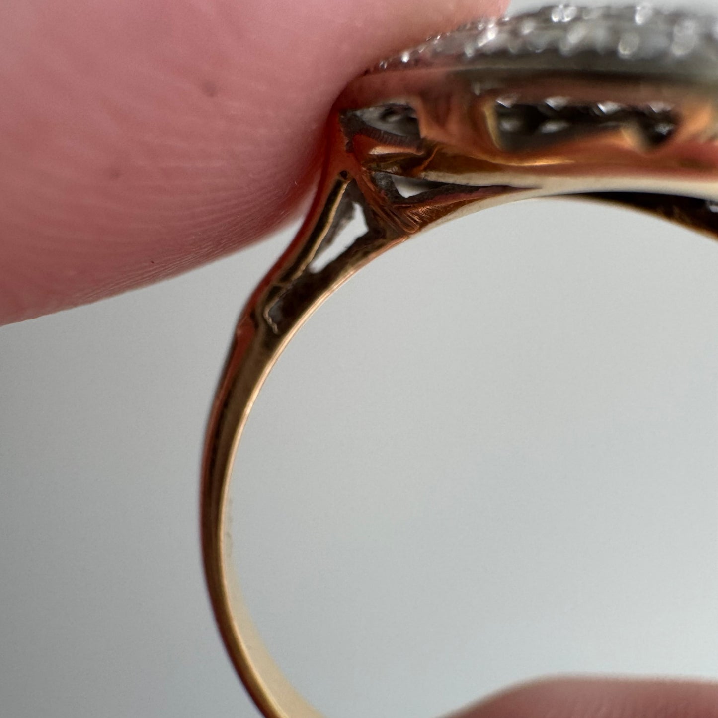 V I N T A G E // moon daisy / 14k yellow and white gold late art deco round concentric circle cluster ring / size 9.25+