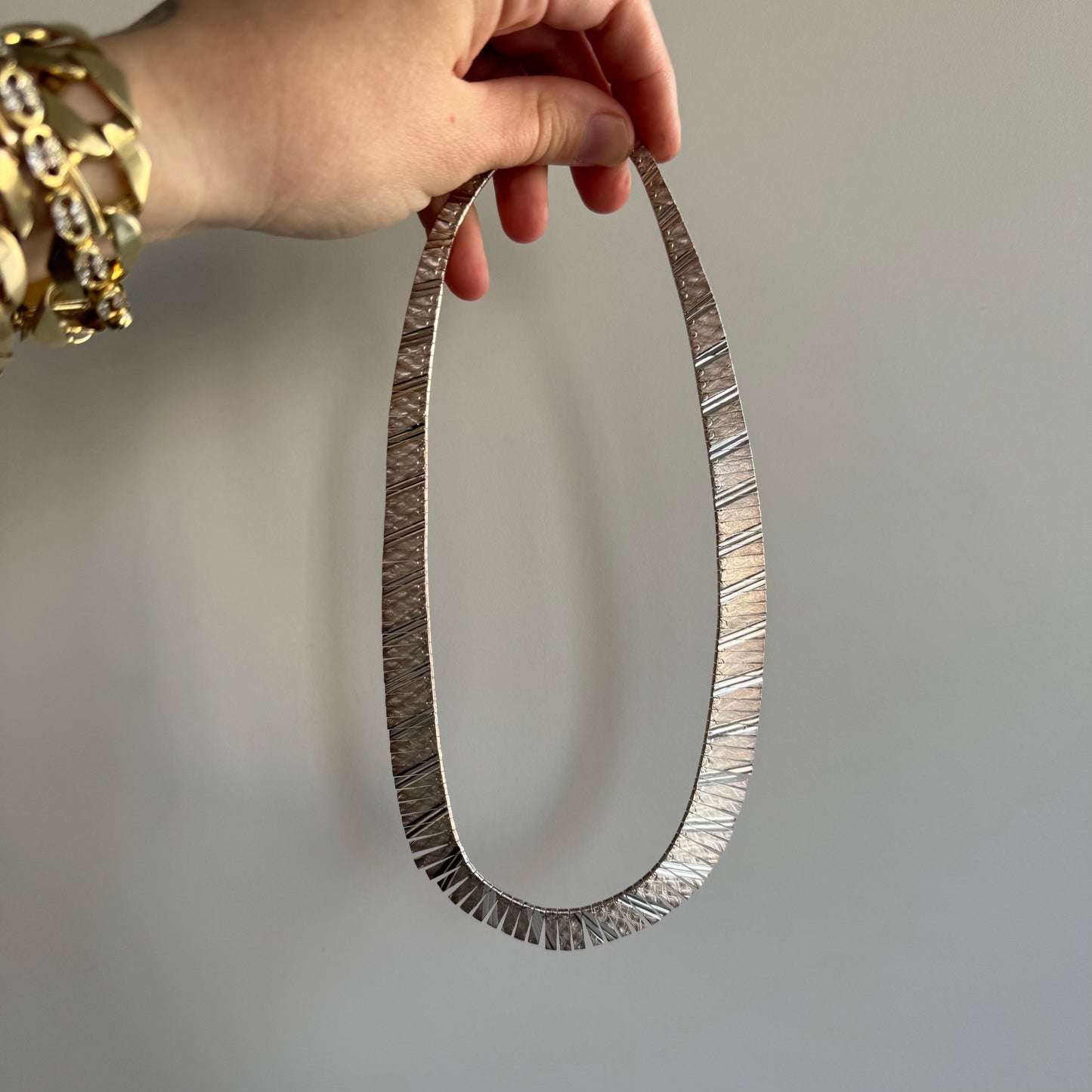 RESERVED V I N T A G E // Cleopatra's fringe / sterling silver Italian paneled necklace / 17", 31g