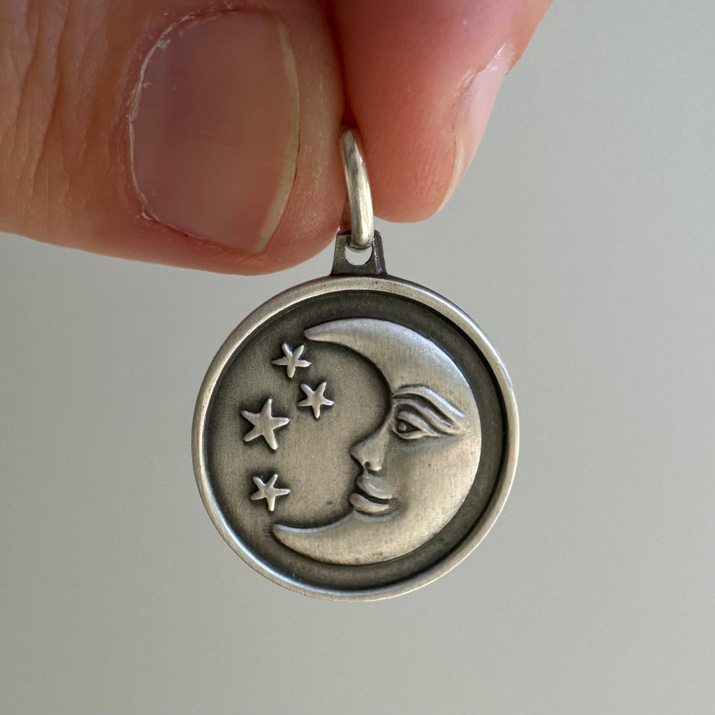 V I N T A G E // cheerful mood / sterling silver mid century moon and stars / a pendant