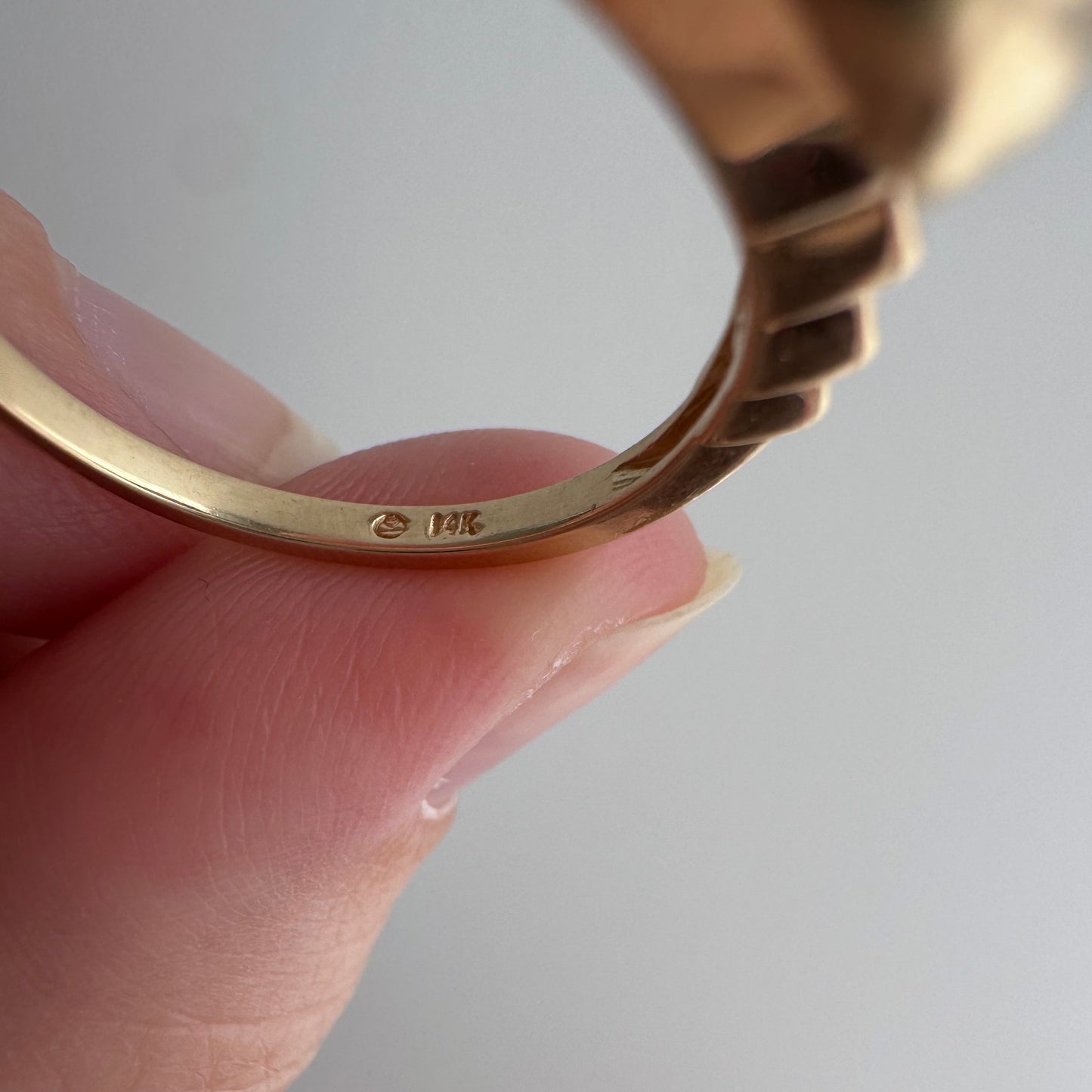 reimagined V I N T A G E // memento mori / 14k and diamond ring skull stacking ring / size 8