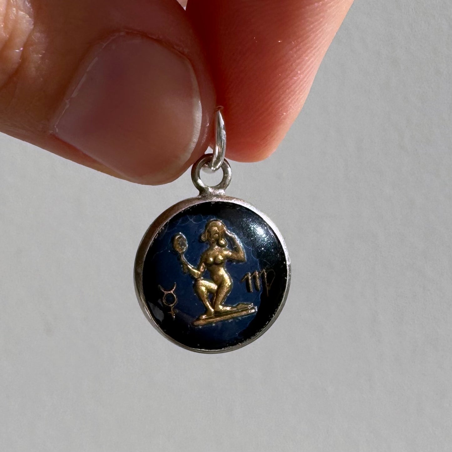 V I N T A G E // virgo the virgin / sterling silver and resin zodiac / a pendant