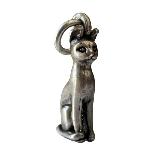 V I N T A G E // sphynx-y cat / sterling silver 3D dainty pendant or oversized charm